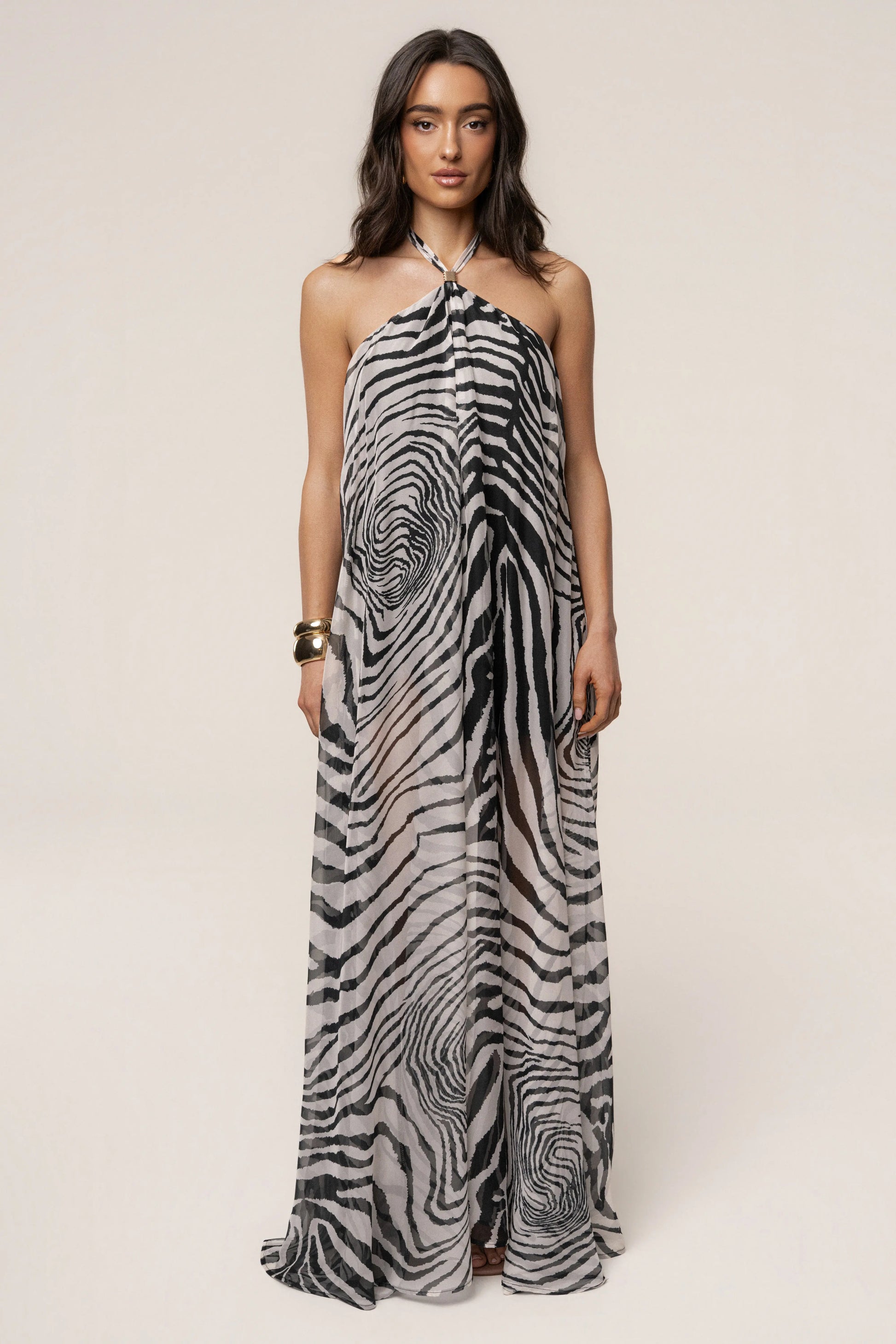 PRE-ORDER Zebra Print Jolene Halter Dress JLUXLABEL