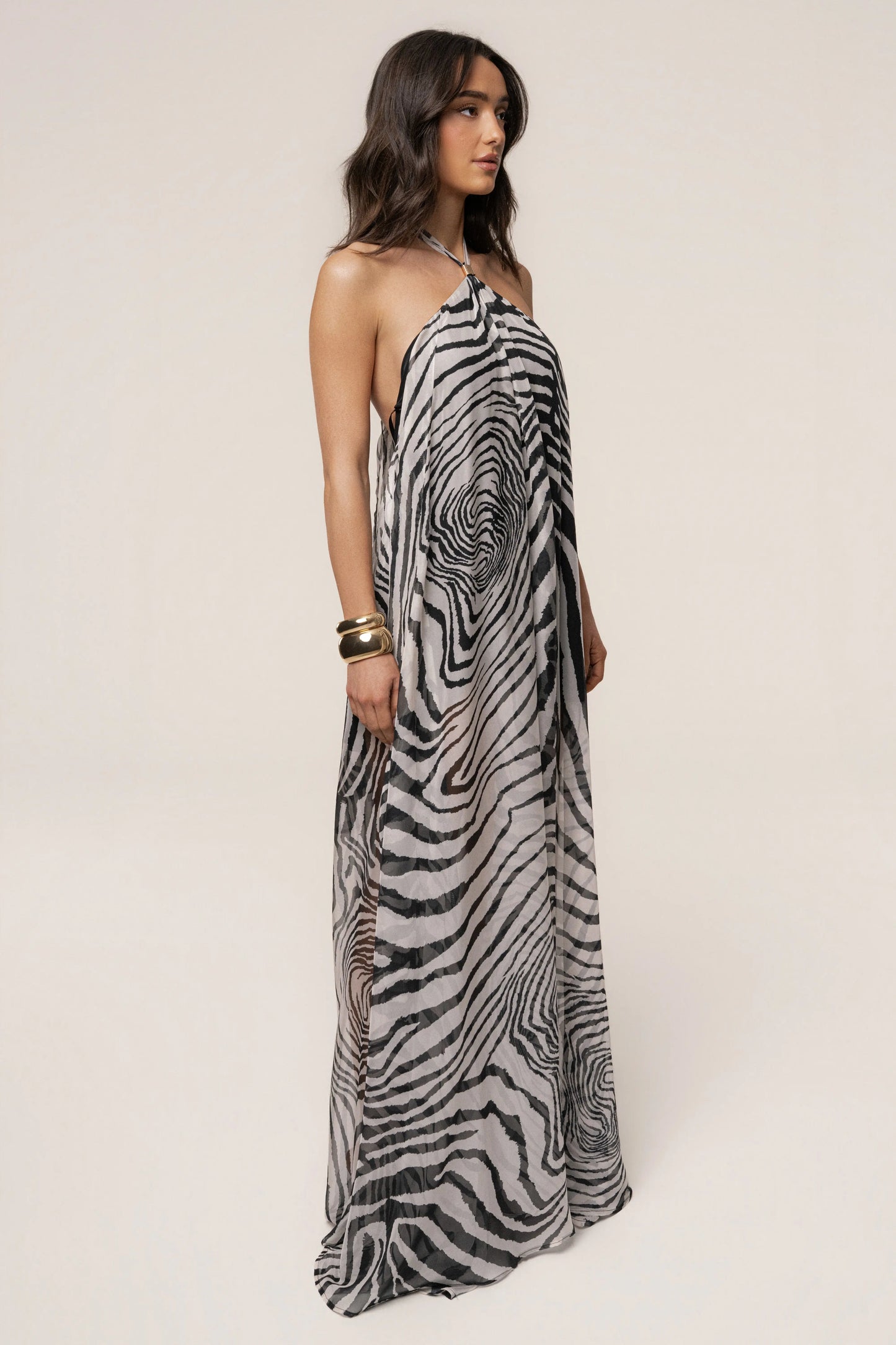 PRE-ORDER Zebra Print Jolene Halter Dress JLUXLABEL