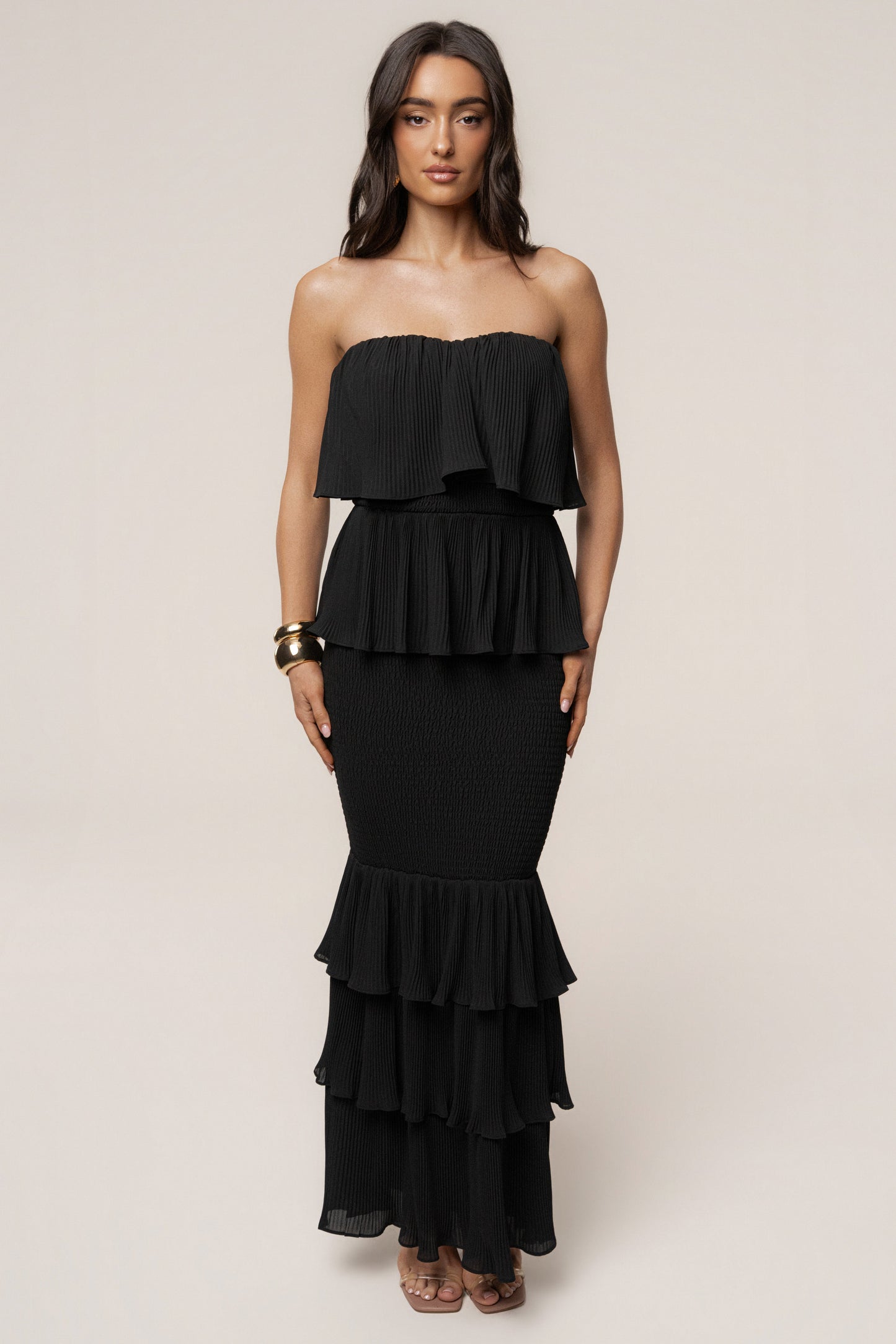 Black Casa Blanca Ruffle Dress JLUXLABEL
