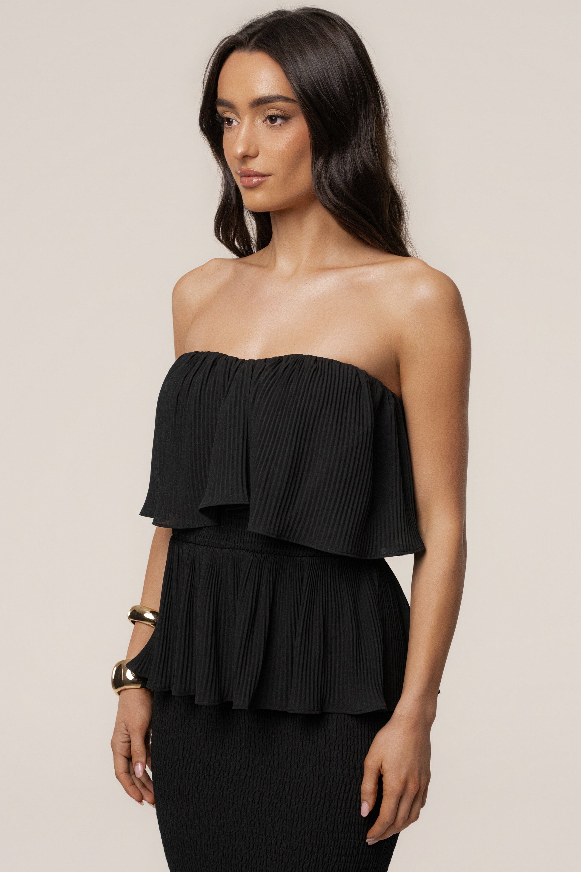 Black Casa Blanca Ruffle Dress JLUXLABEL