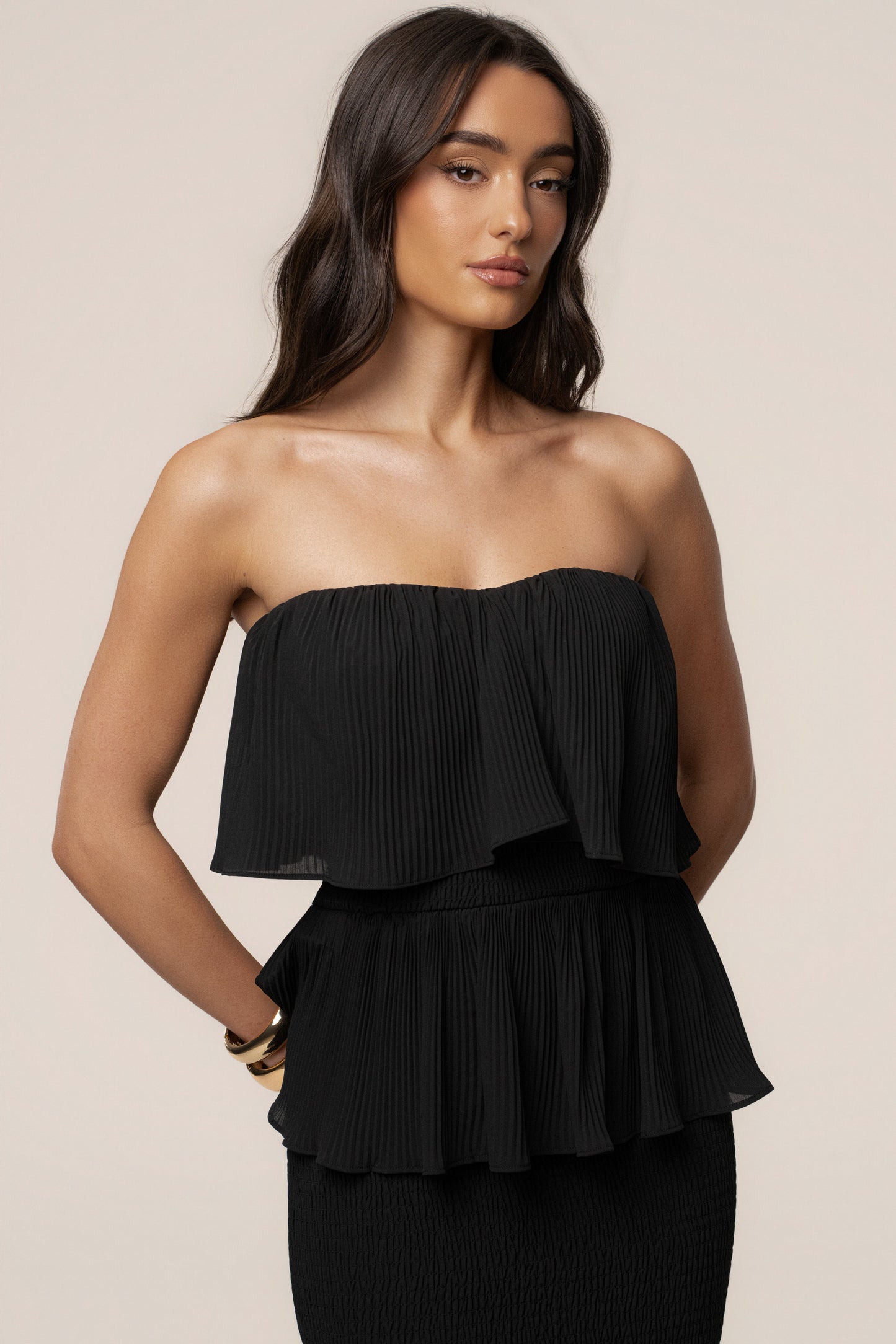 Black Casa Blanca Ruffle Dress JLUXLABEL