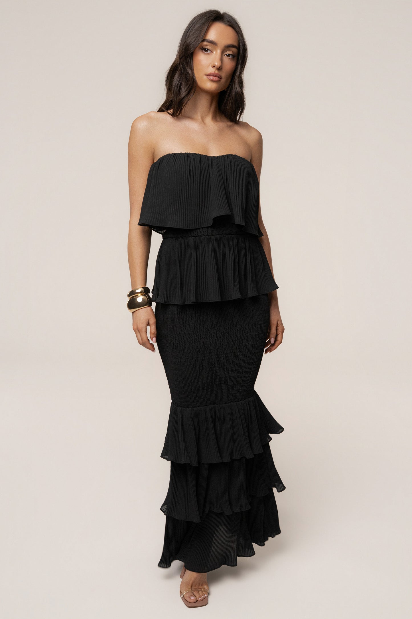 Black Casa Blanca Ruffle Dress JLUXLABEL