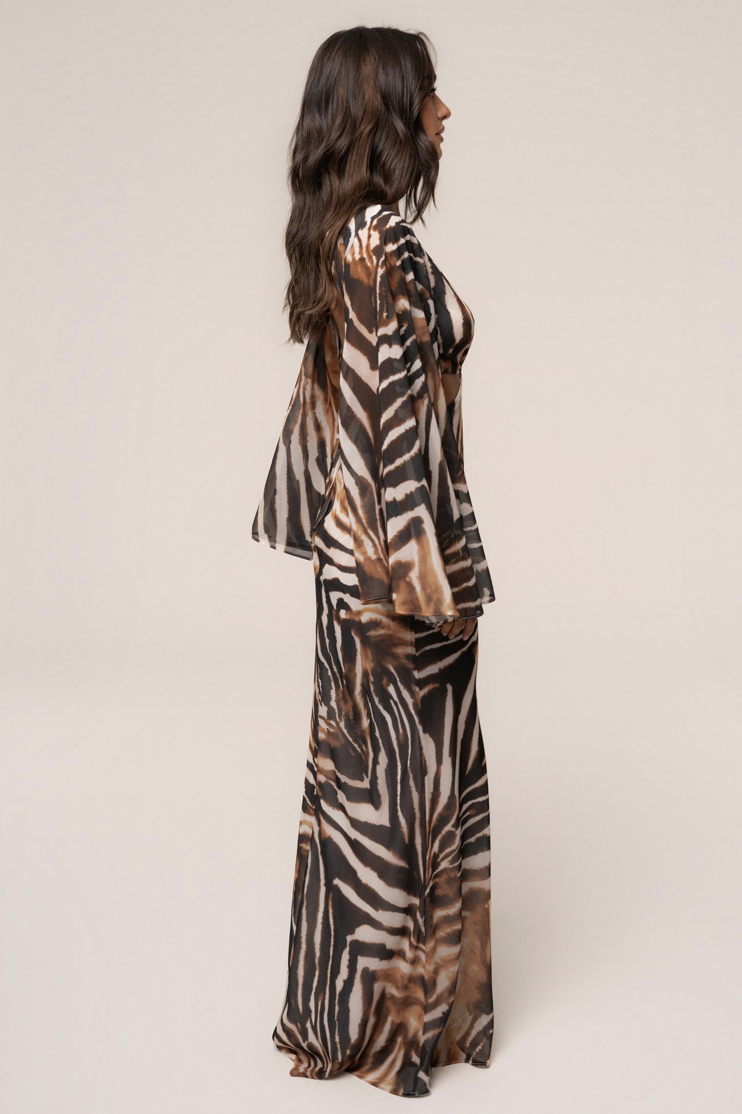 Brown Zebra Instincts Print Maxi Dress JLUXLABEL