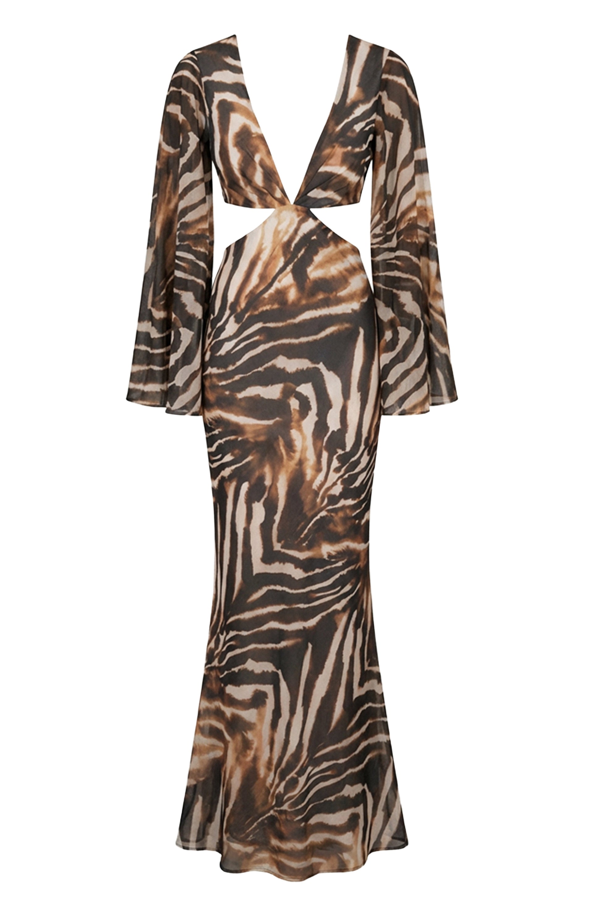 Brown Zebra Instincts Print Maxi Dress JLUXLABEL