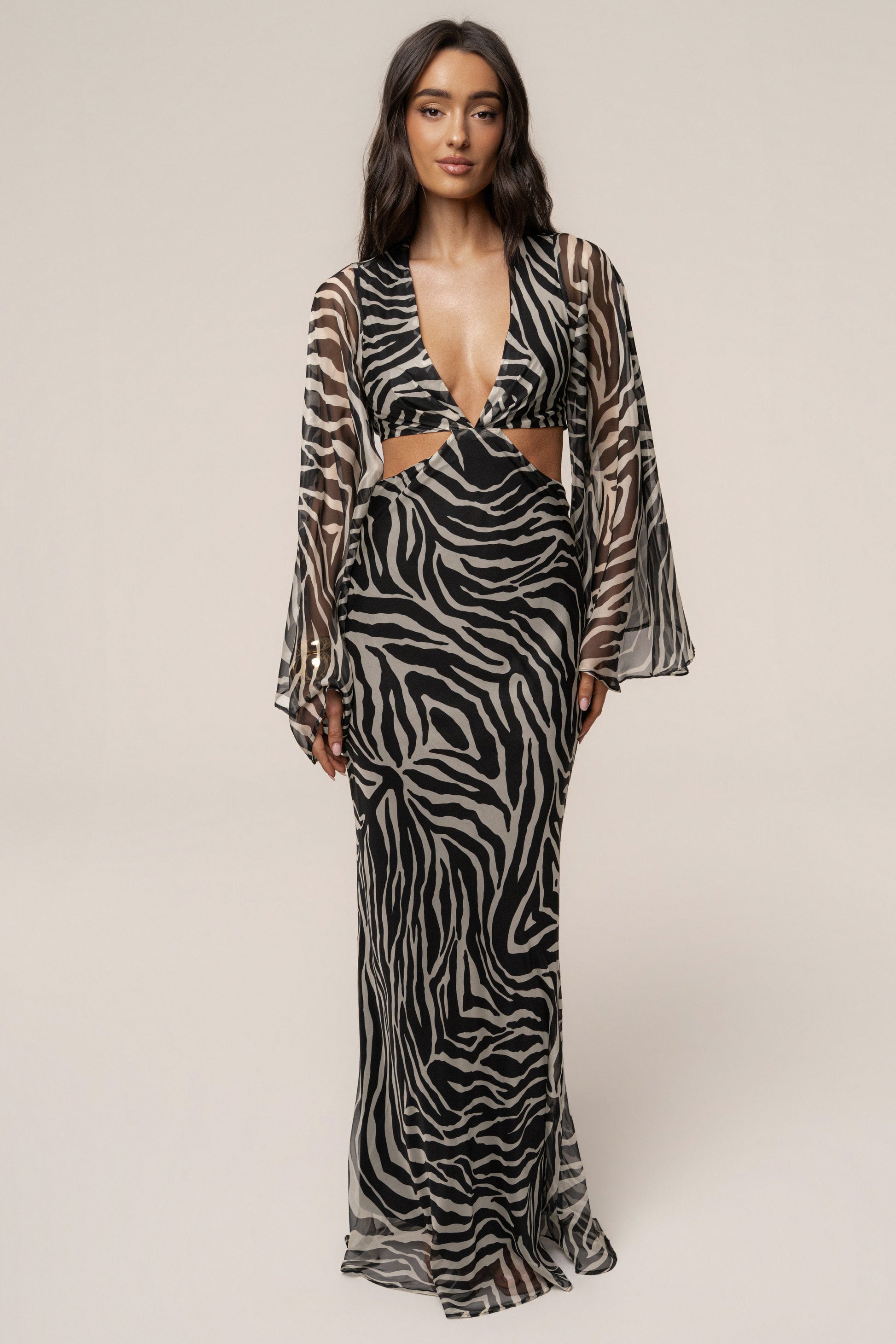 Black Zebra Instincts Print Maxi Dress JLUXLABEL