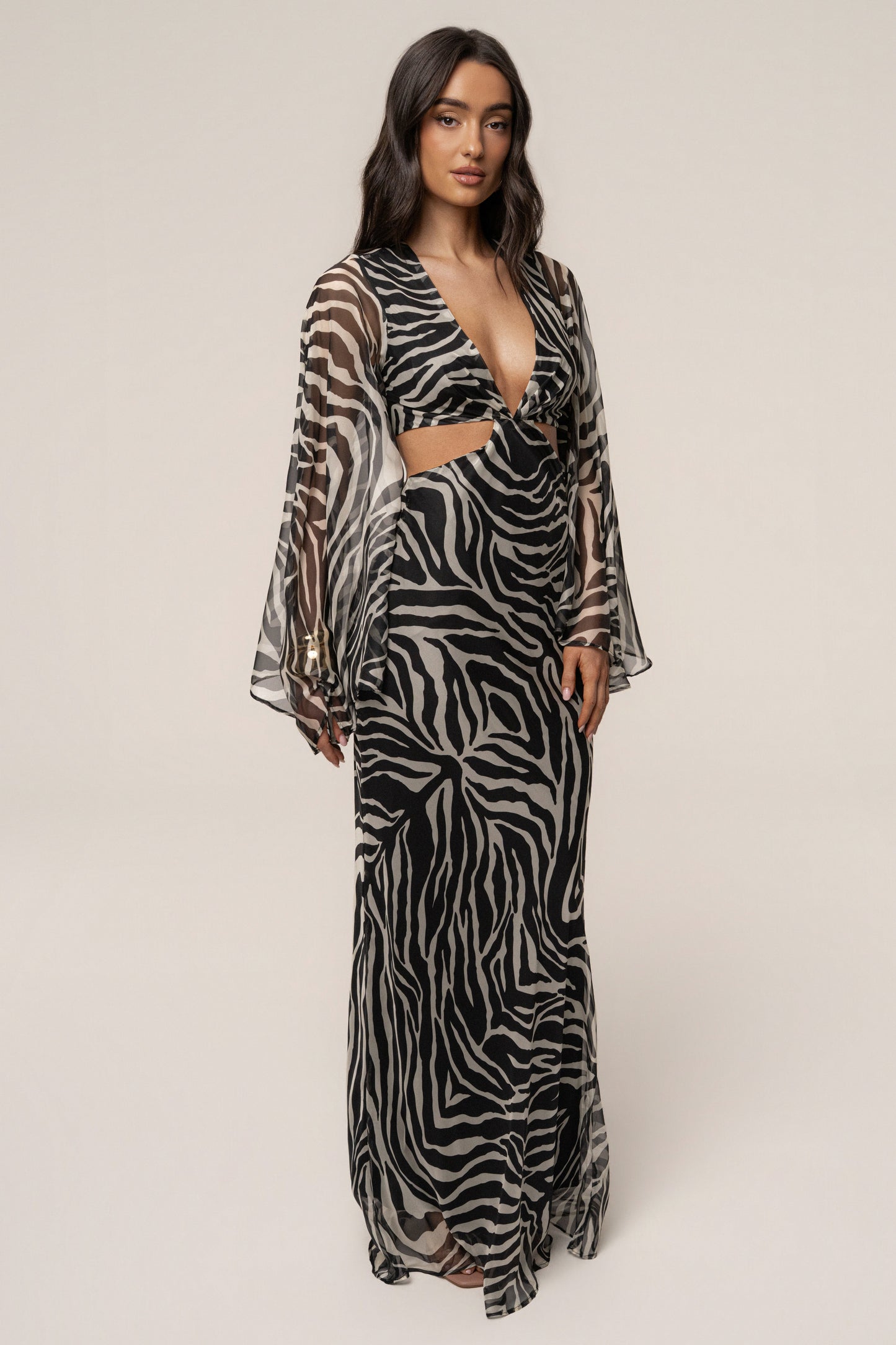 Black Zebra Instincts Print Maxi Dress JLUXLABEL