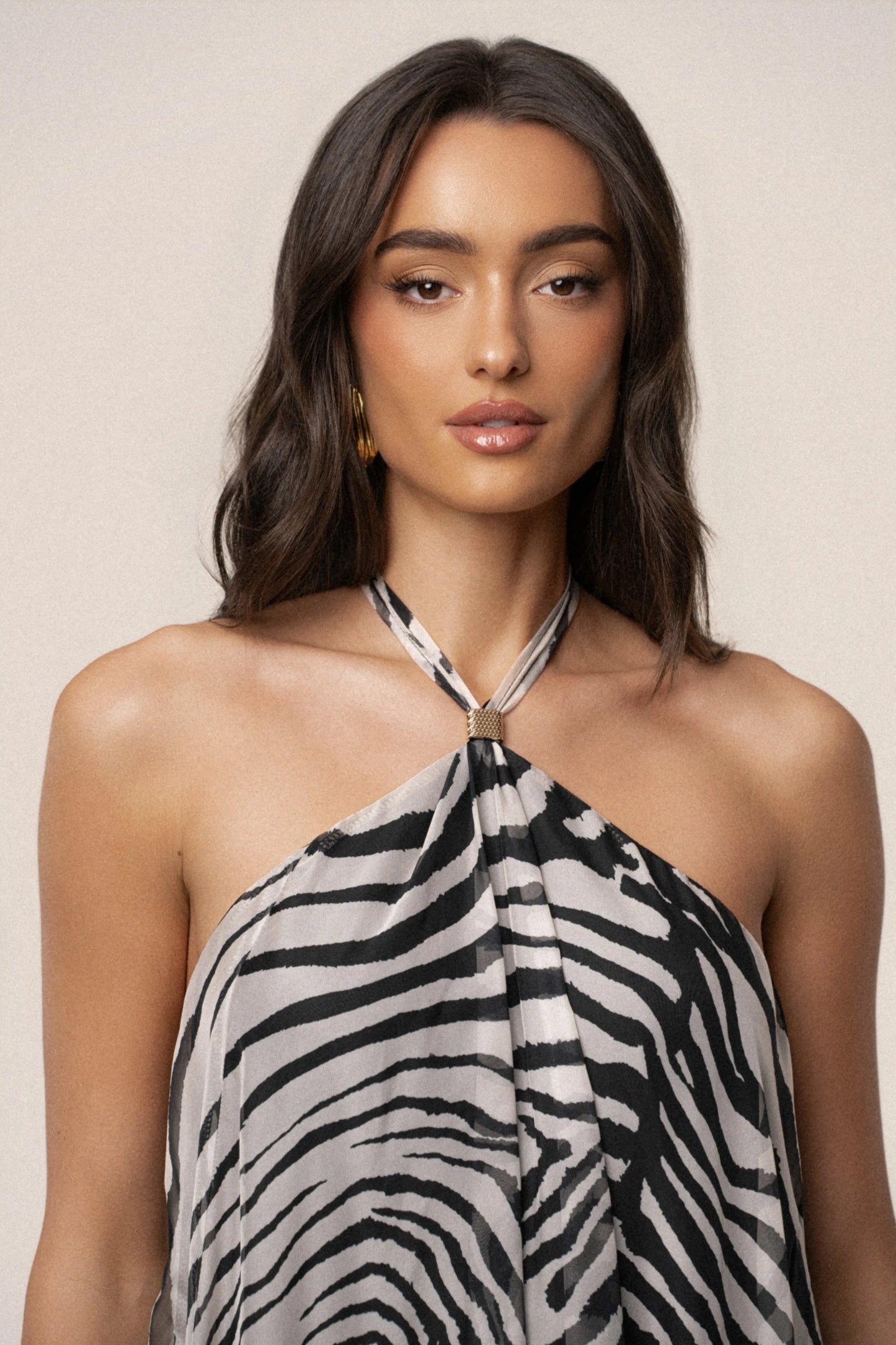 PRE-ORDER Zebra Print Jolene Halter Dress JLUXLABEL