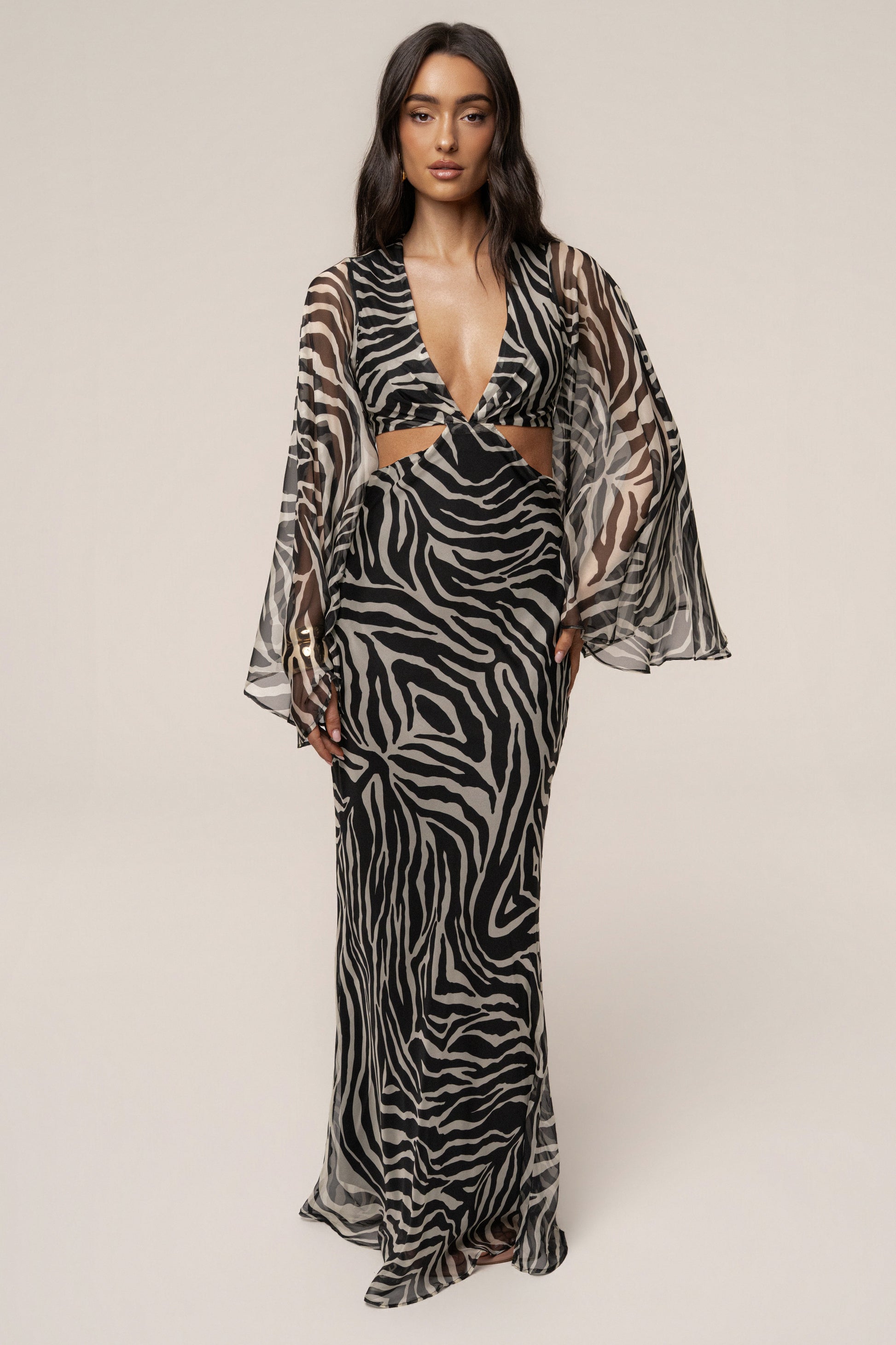 Black Zebra Instincts Print Maxi Dress JLUXLABEL