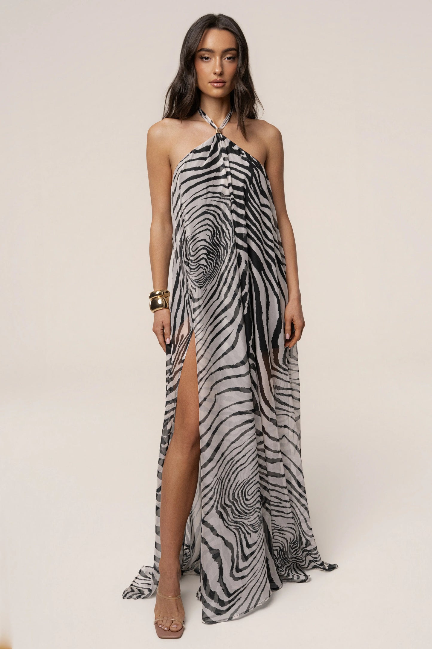 PRE-ORDER Zebra Print Jolene Halter Dress JLUXLABEL