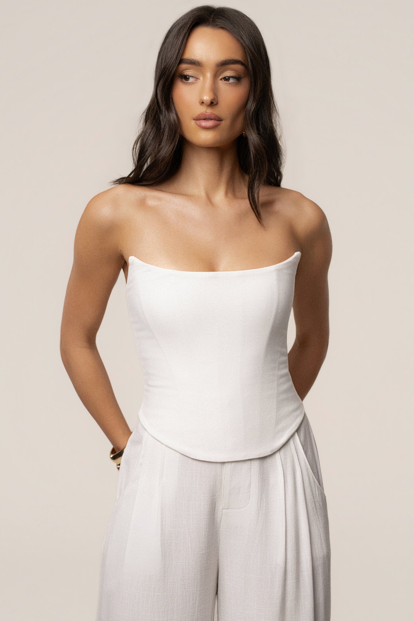 White Fenix Reversible Linen Corset