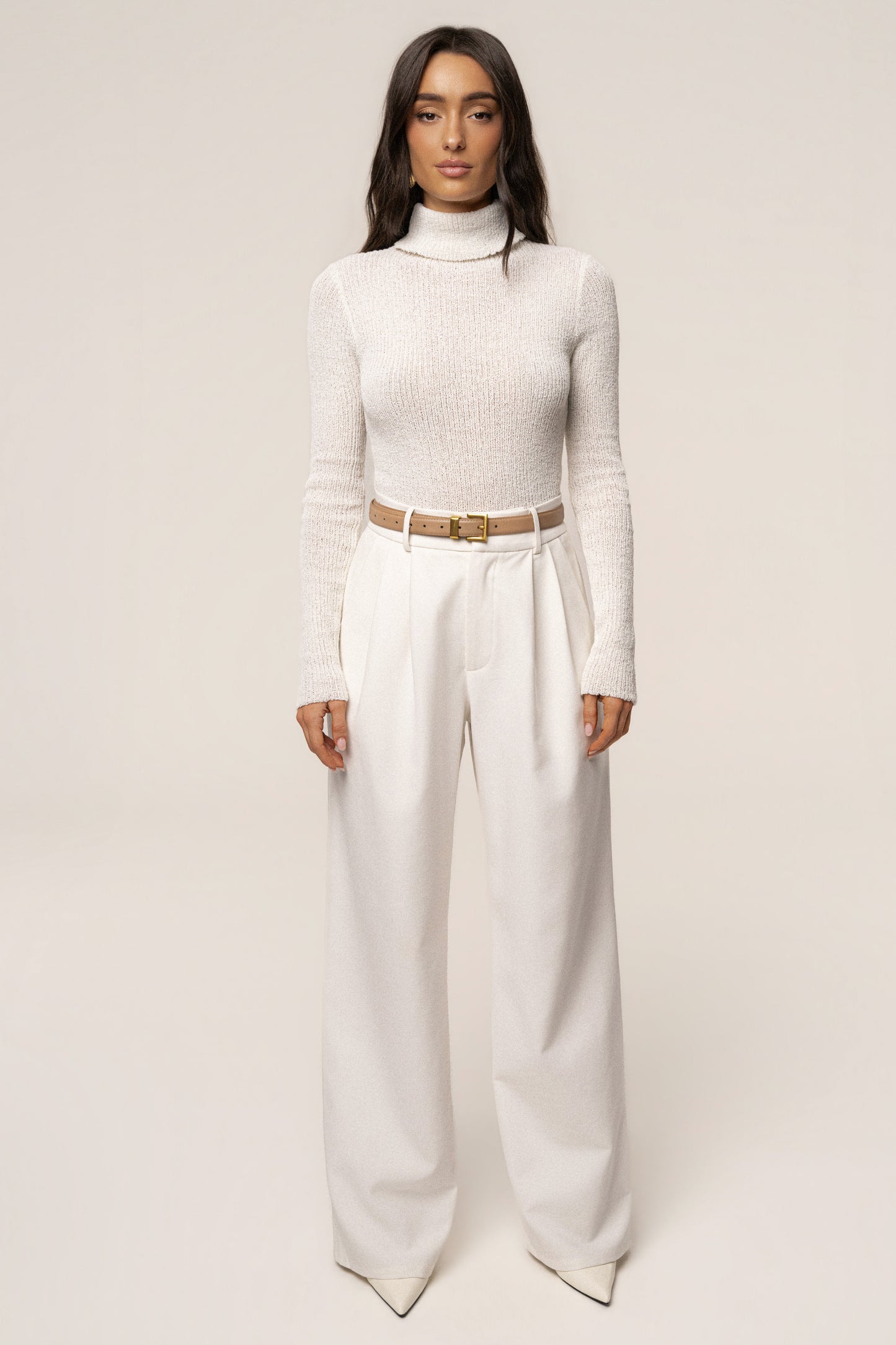 White Carli Turtle Neck Top