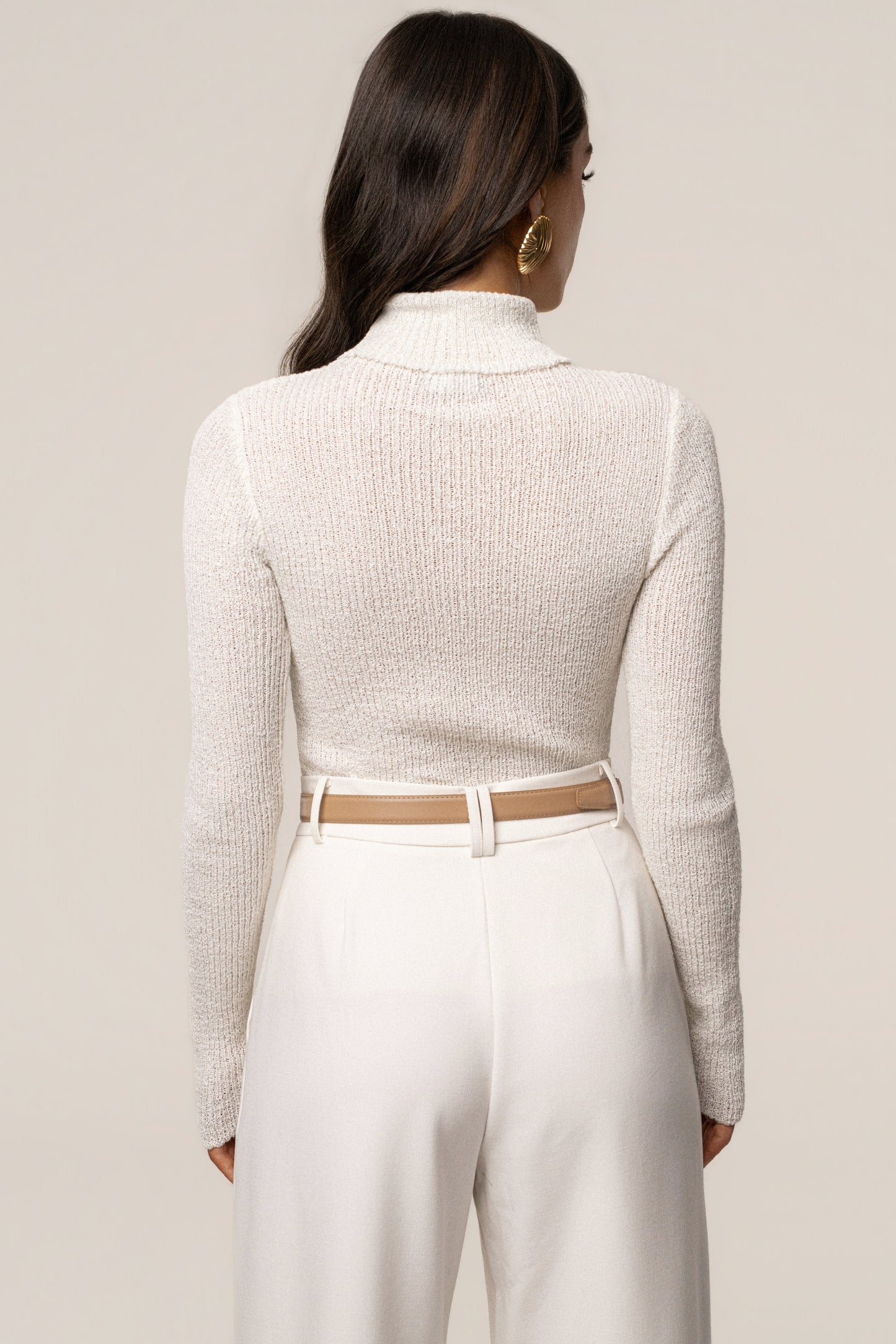 White Carli Turtle Neck Top
