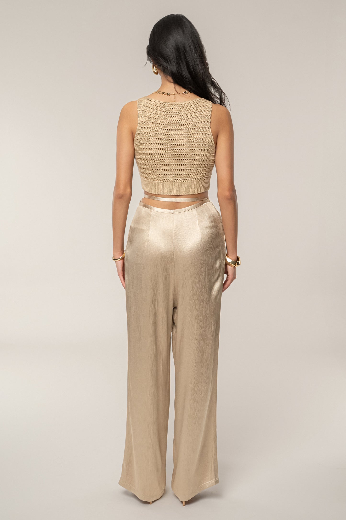Beige Salmah Crochet Top