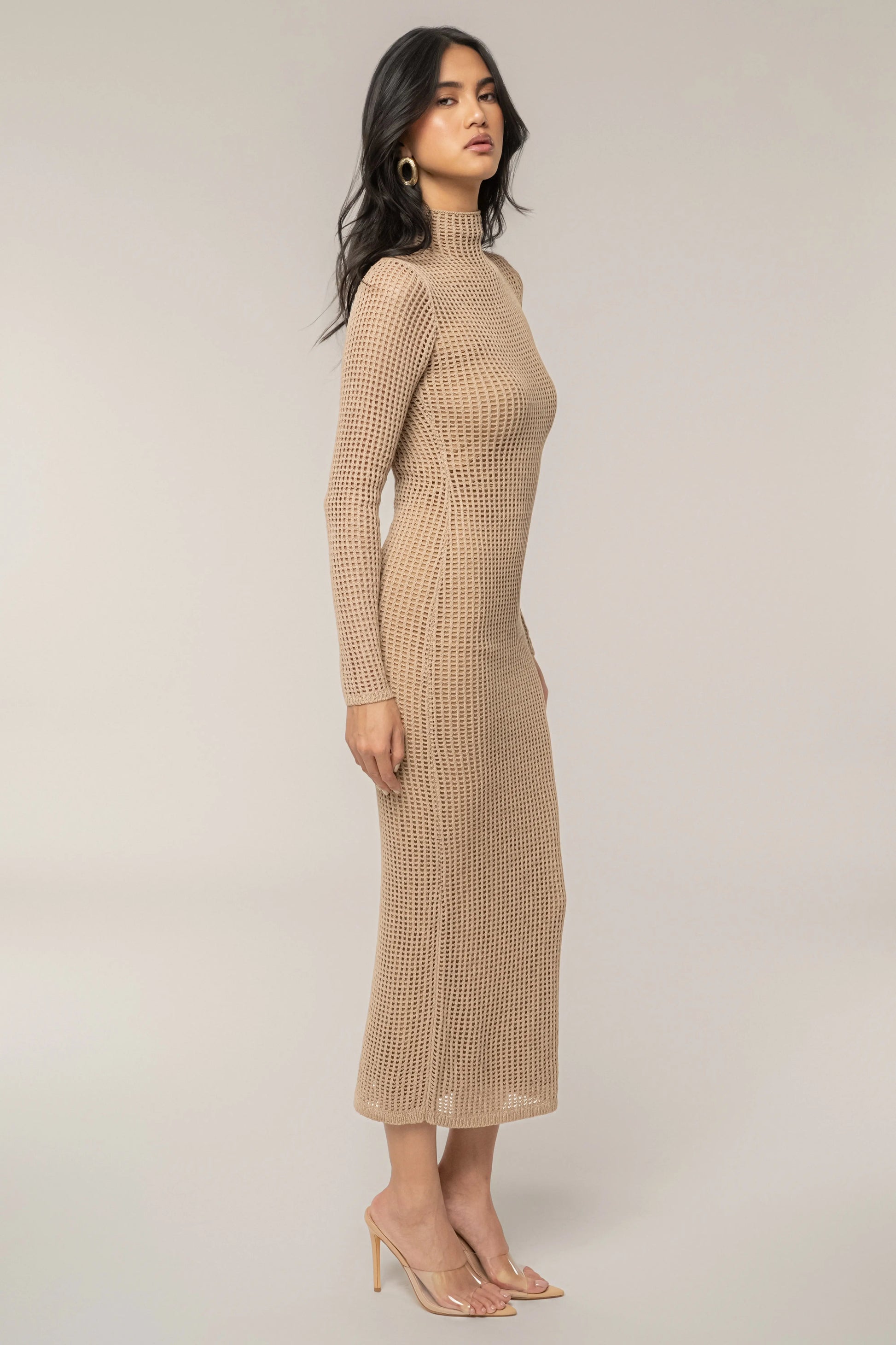 Beige Rosabelle Knit Maxi Dress JLUXLABEL