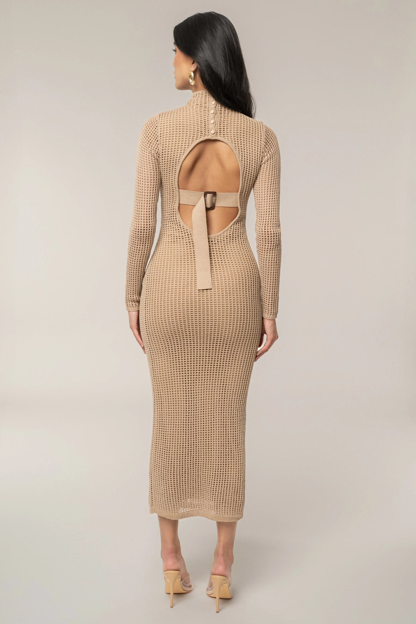 Beige Rosabelle Knit Maxi Dress JLUXLABEL