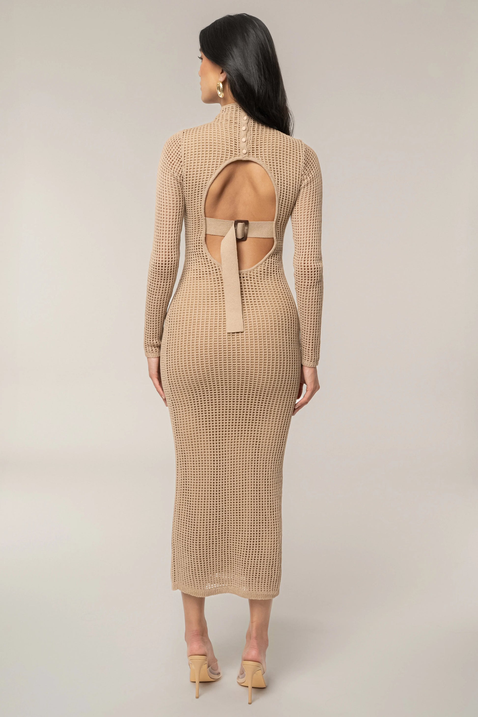 Beige Rosabelle Knit Maxi Dress JLUXLABEL