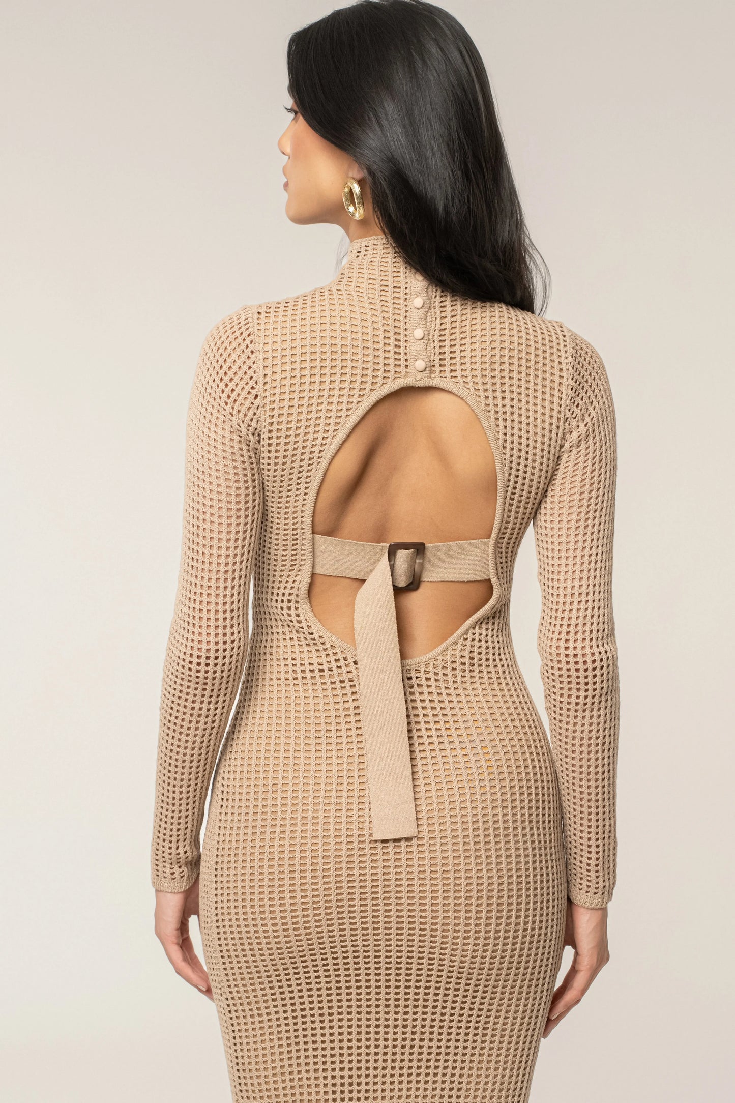 Beige Rosabelle Knit Maxi Dress JLUXLABEL
