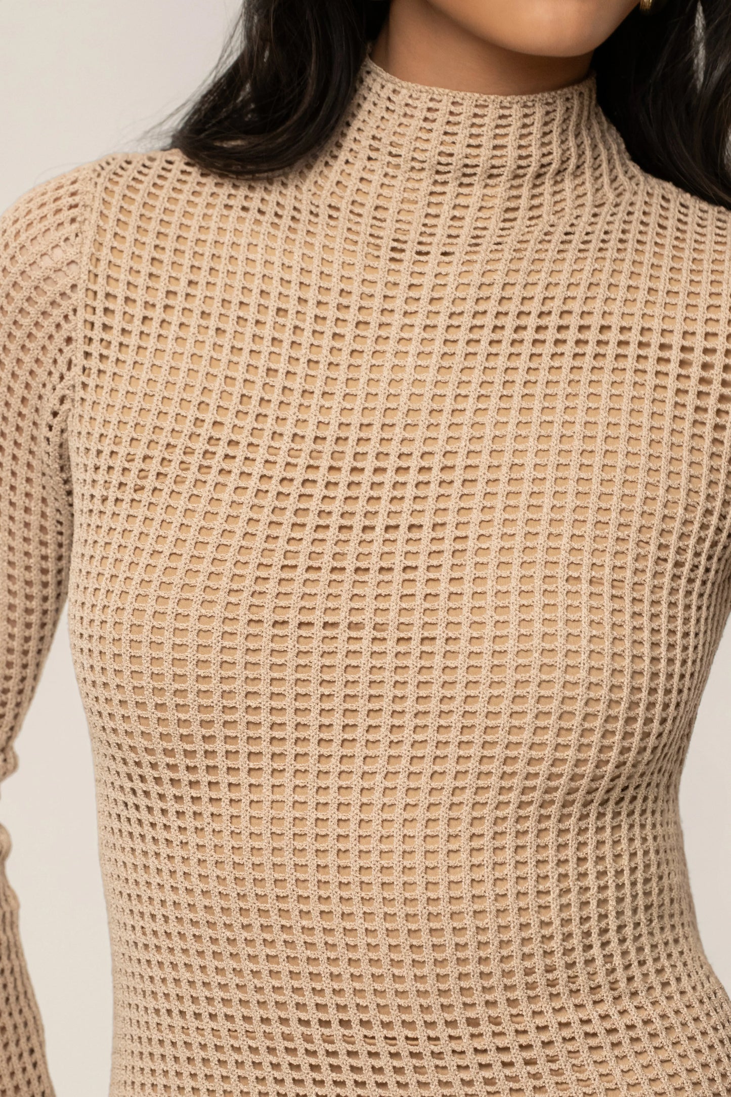 Beige Rosabelle Knit Maxi Dress JLUXLABEL