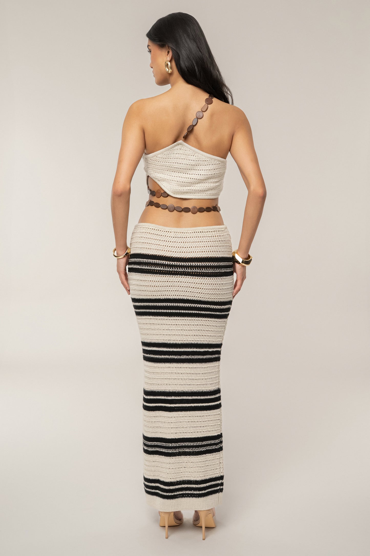 Cream/Black Isla Crochet Skirt Set