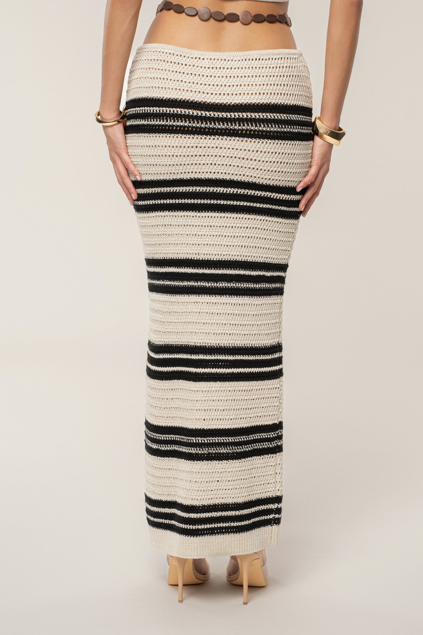 Cream/Black Isla Crochet Skirt Set