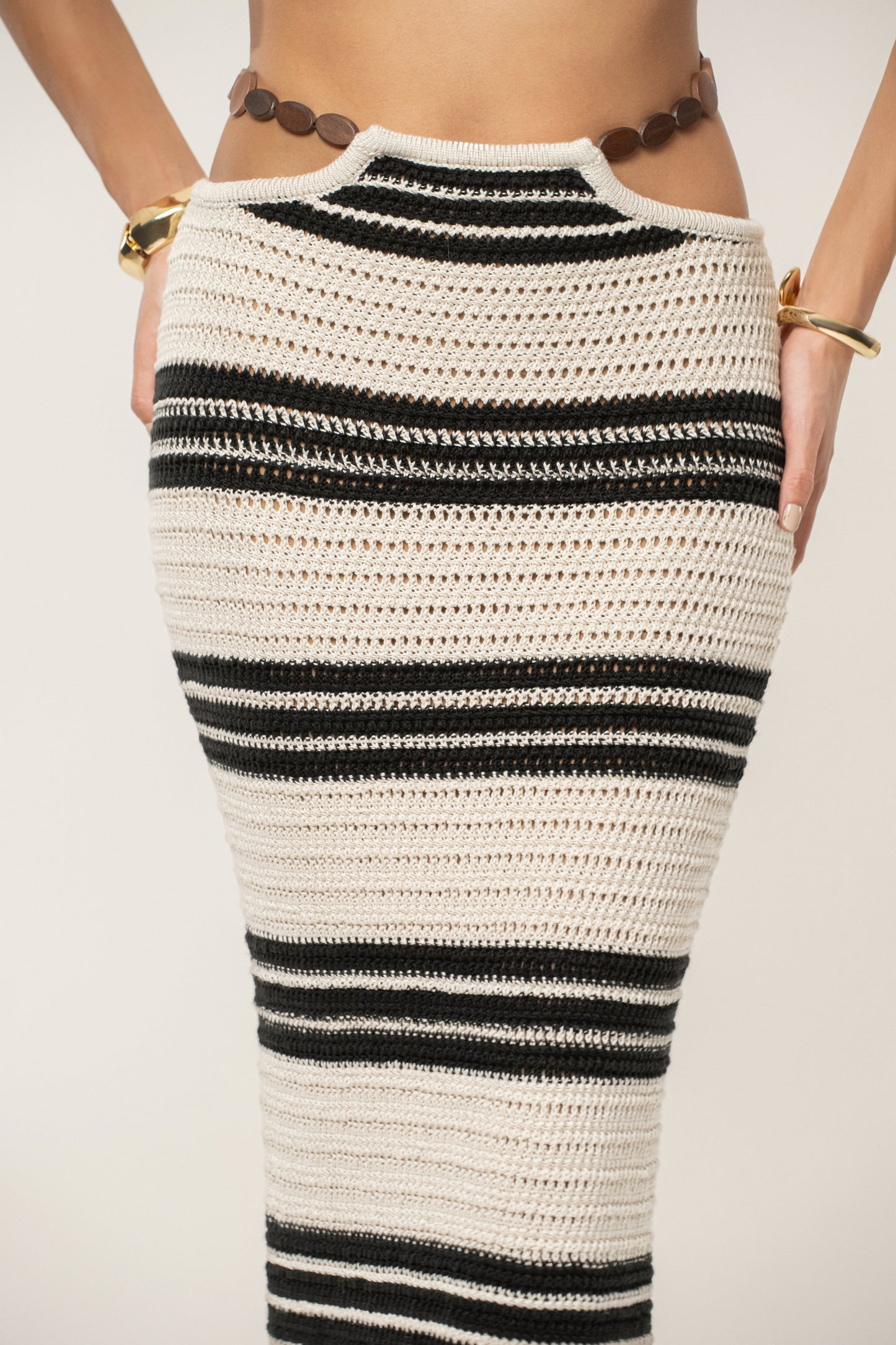 Cream/Black Isla Crochet Skirt Set