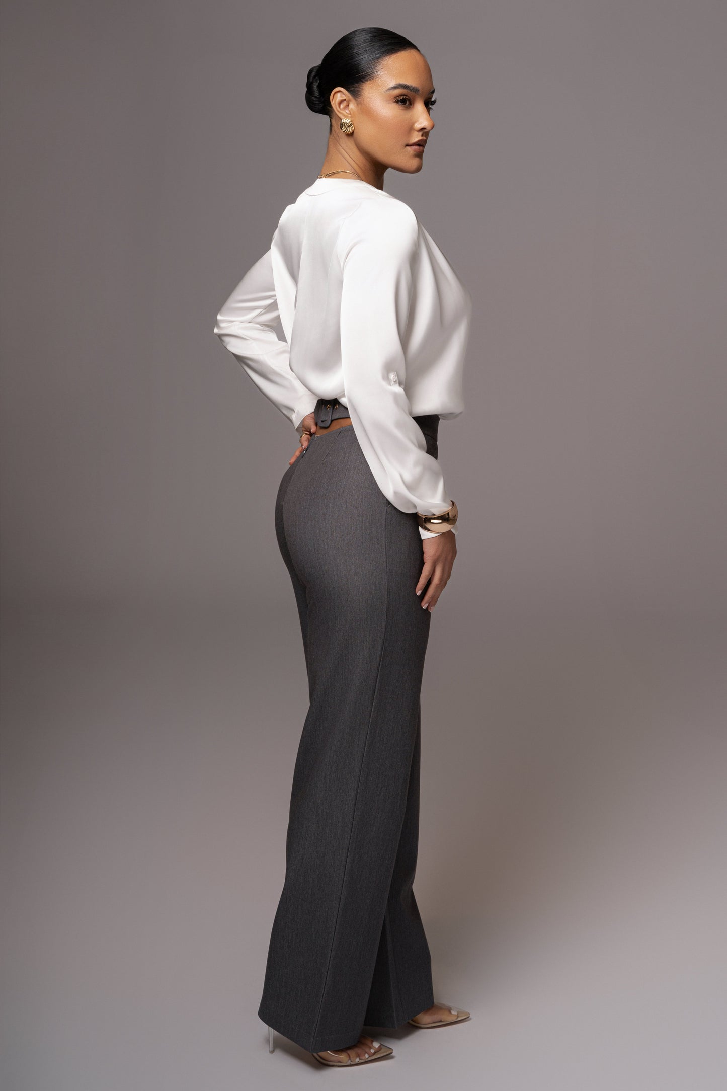 Grey Status Belted Pants