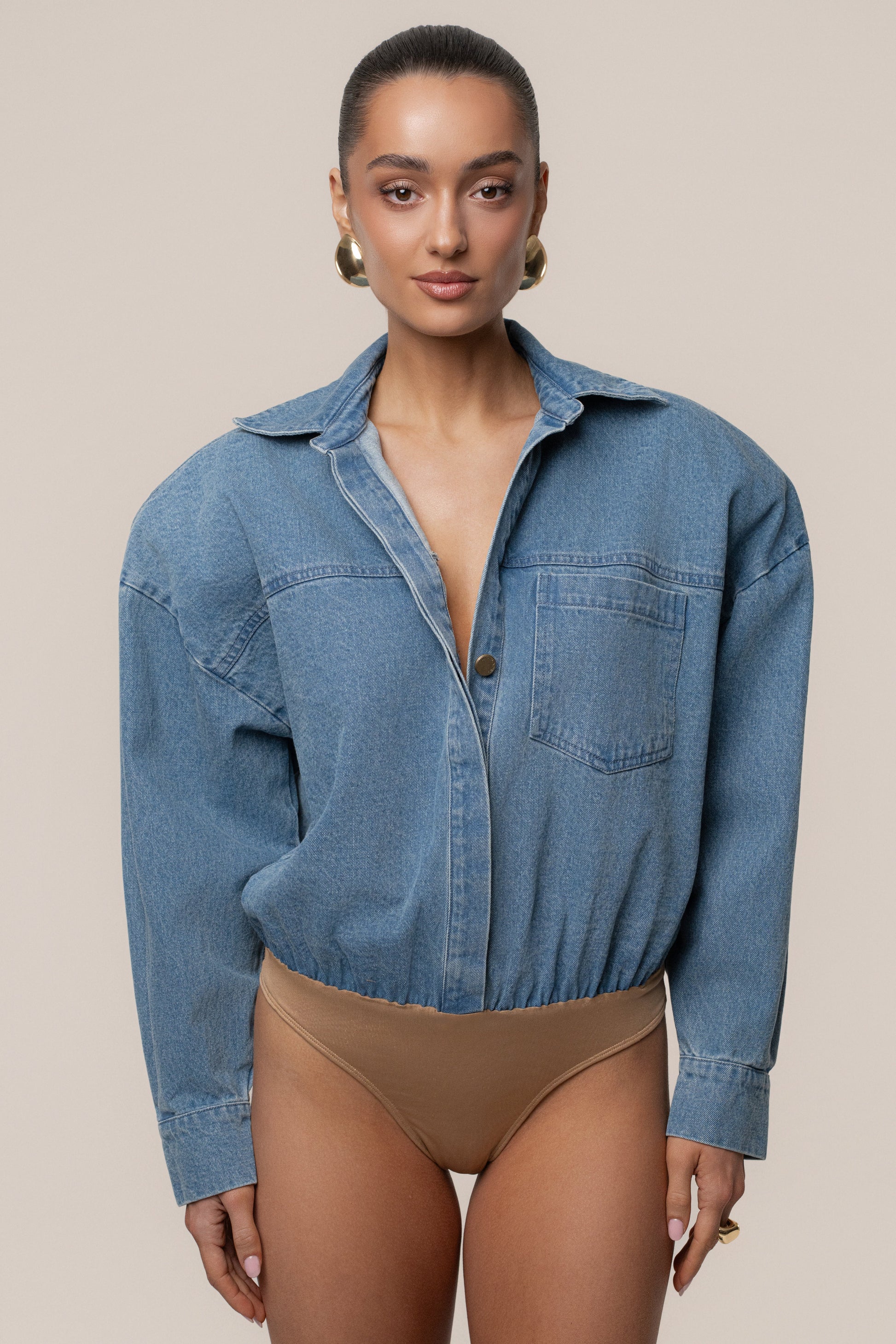 Denim Unstoppable Bodysuit JLUXLABEL
