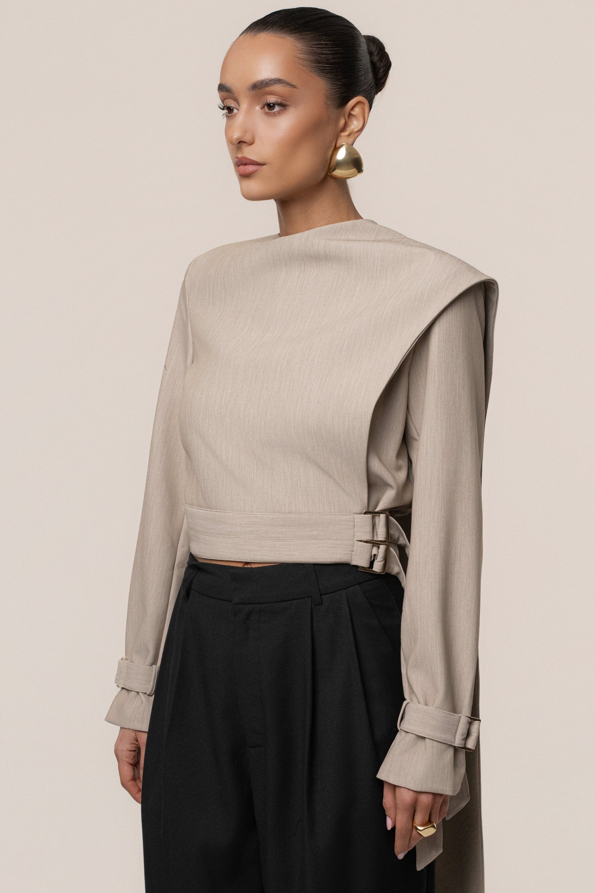 Stone Aligned Scarf Top JLUXLABEL