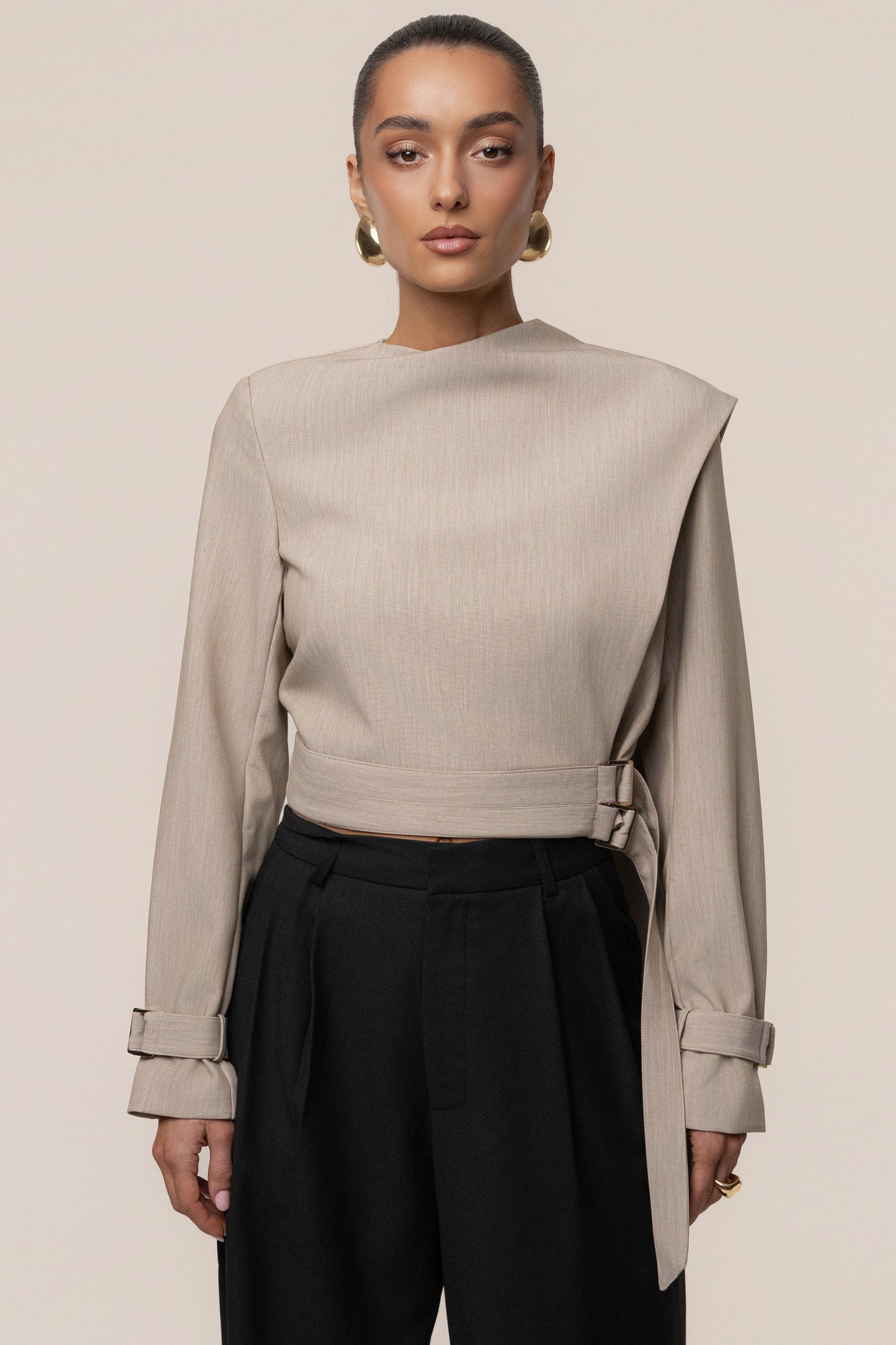 Stone Aligned Scarf Top JLUXLABEL
