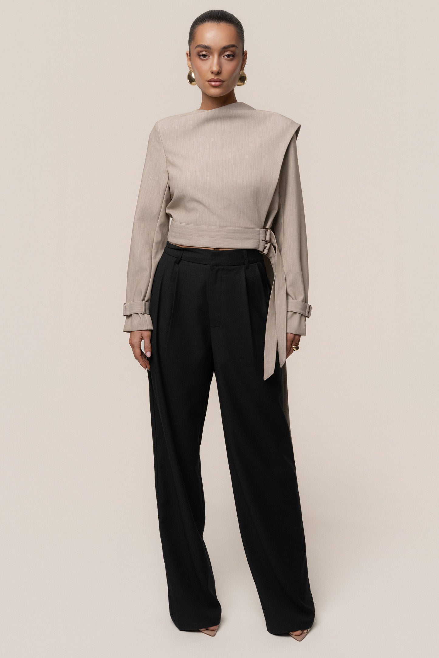 Stone Aligned Scarf Top JLUXLABEL