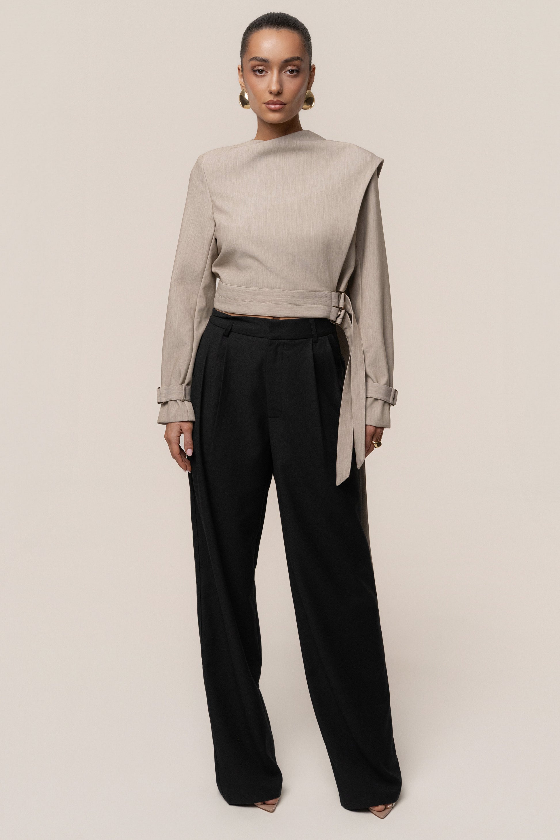 Stone Aligned Scarf Top JLUXLABEL