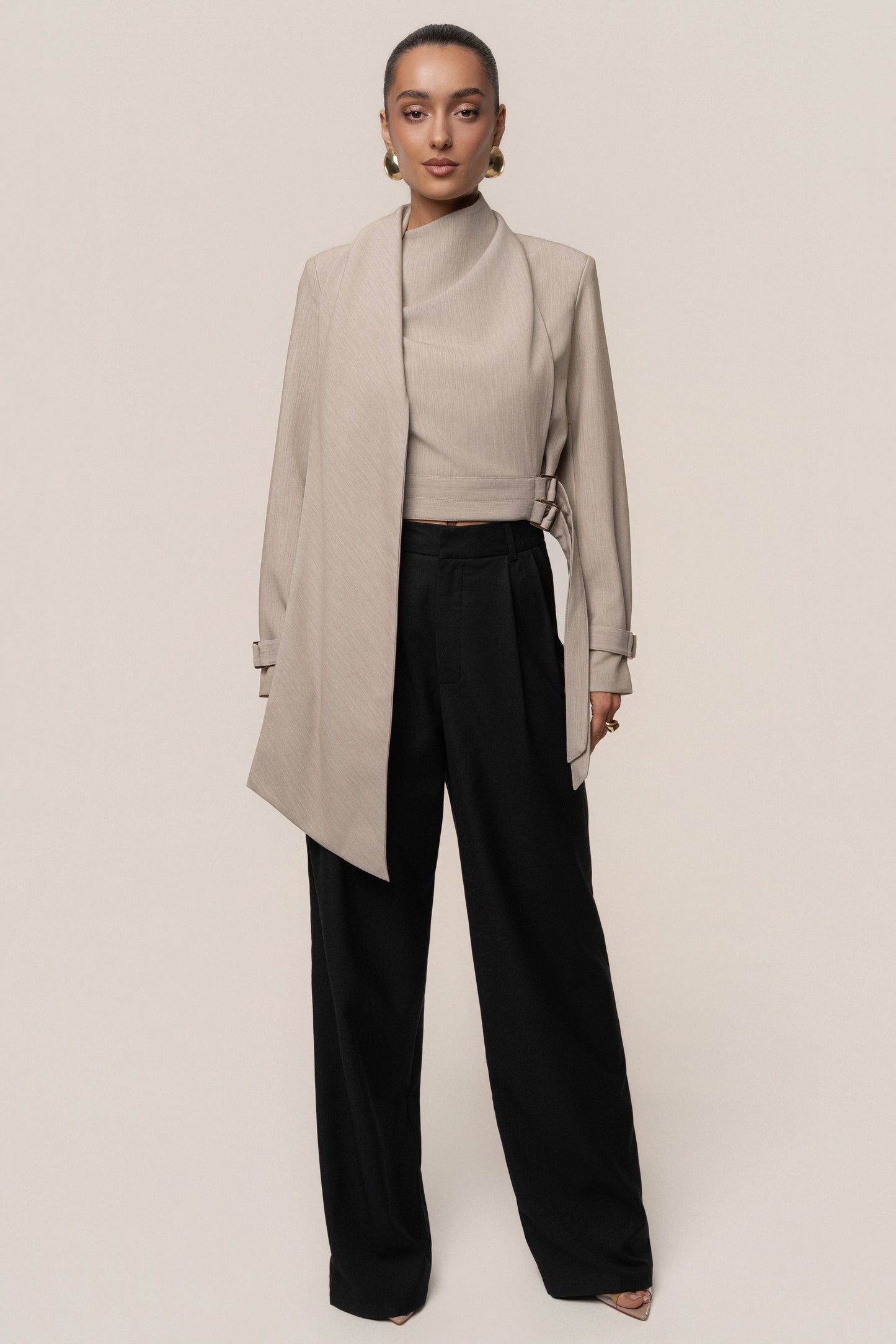 Stone Aligned Scarf Top JLUXLABEL