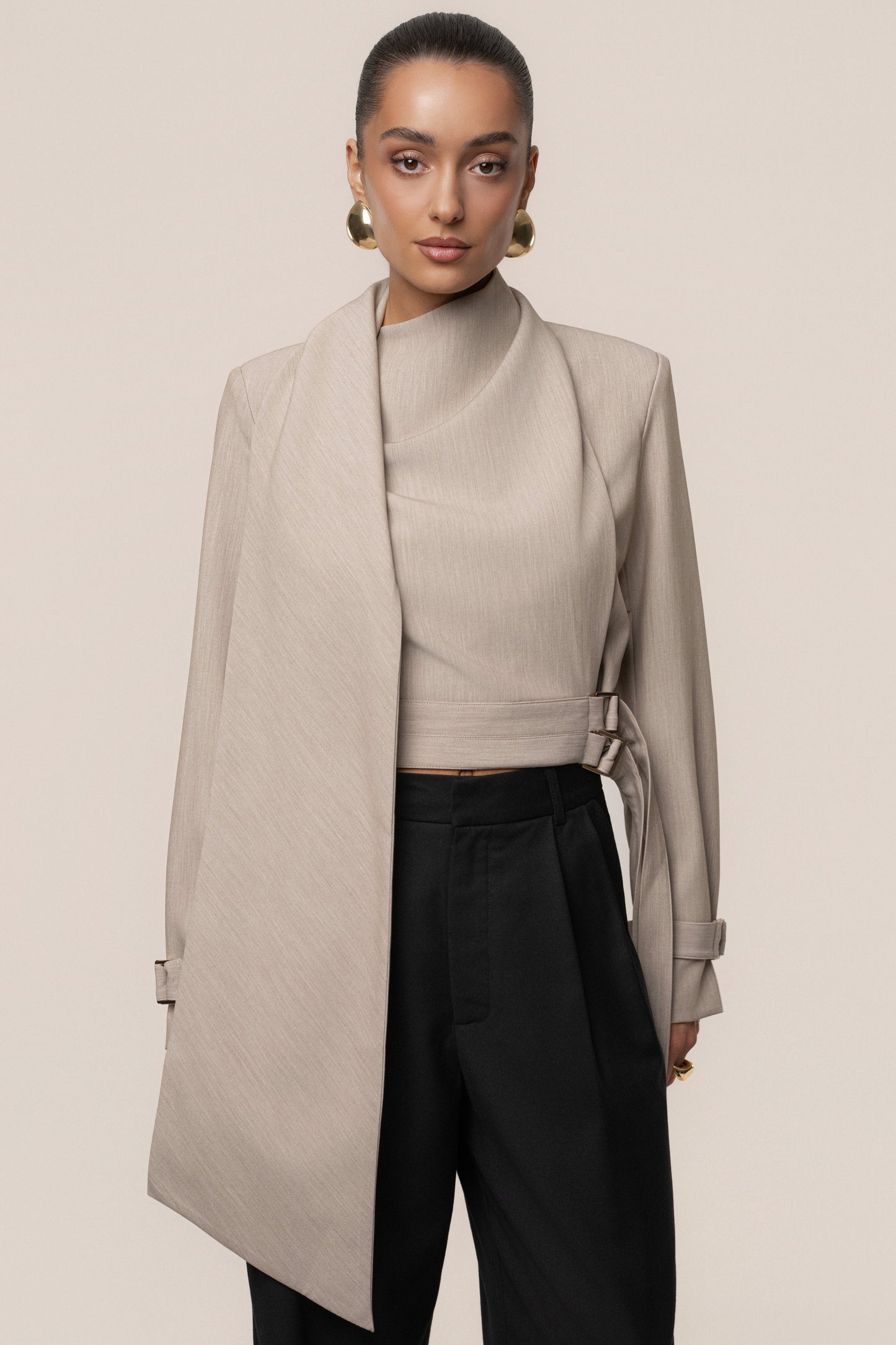 Stone Aligned Scarf Top JLUXLABEL