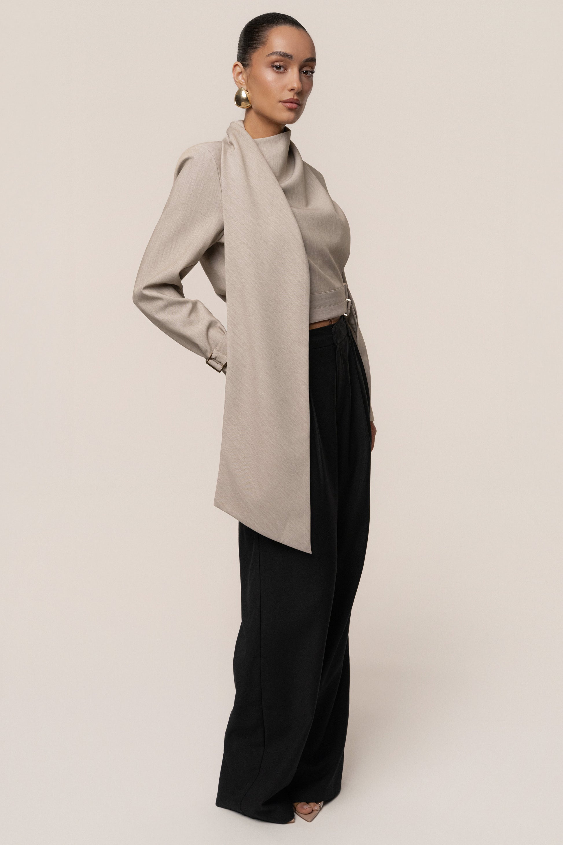 Stone Aligned Scarf Top JLUXLABEL