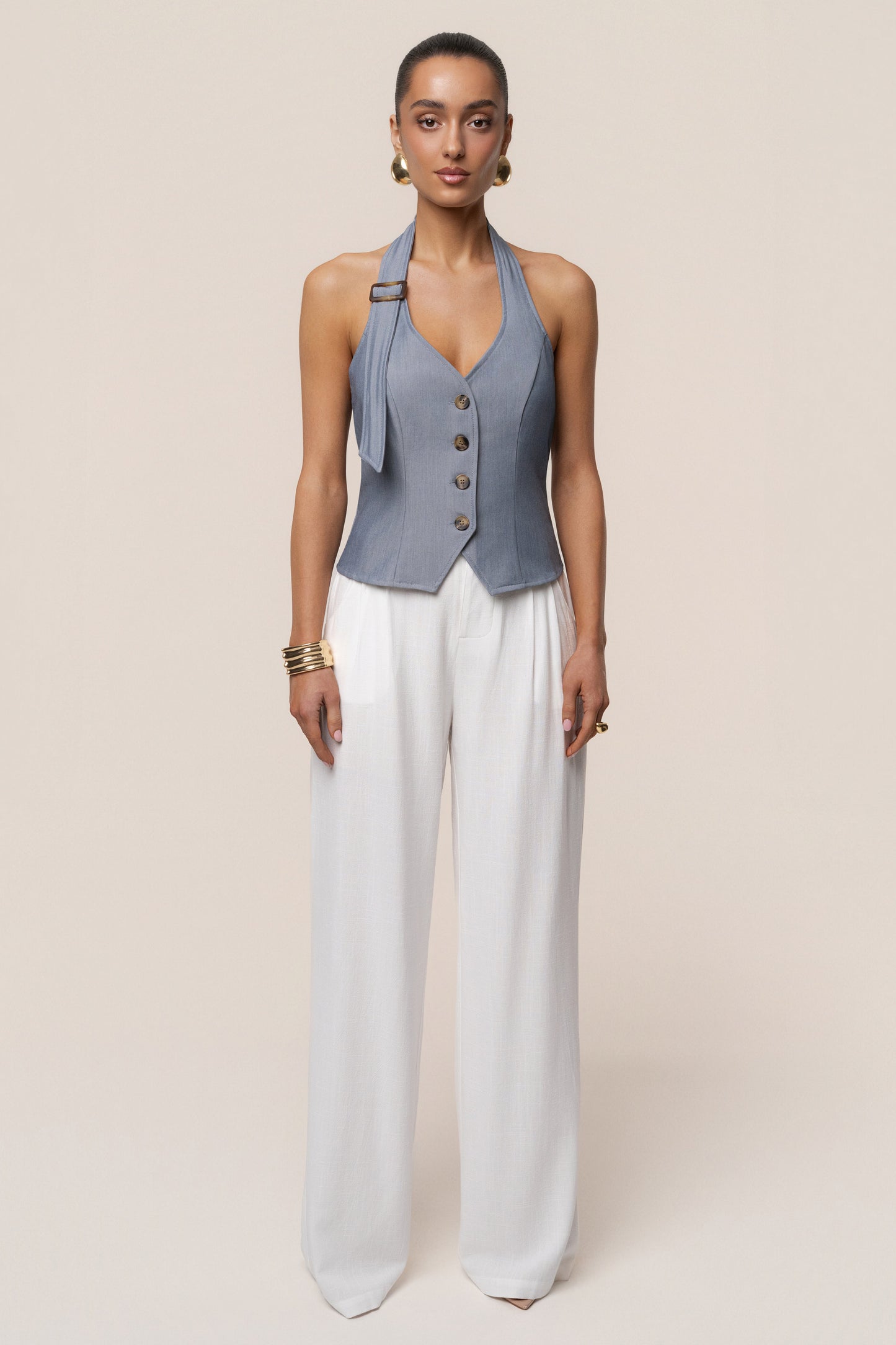 Blue Clean Slate Halter Vest JLUXLABEL