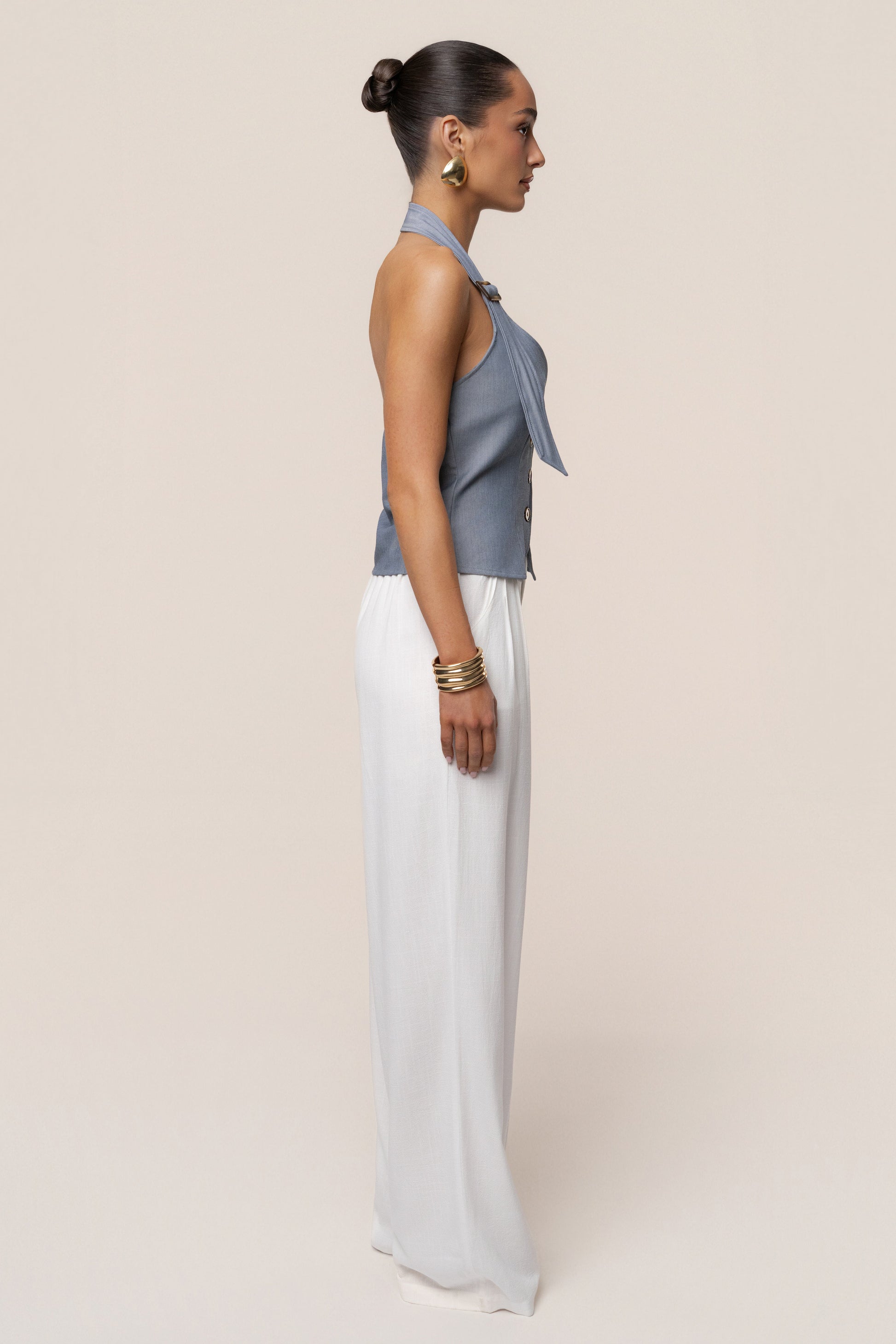 Blue Clean Slate Halter Vest JLUXLABEL