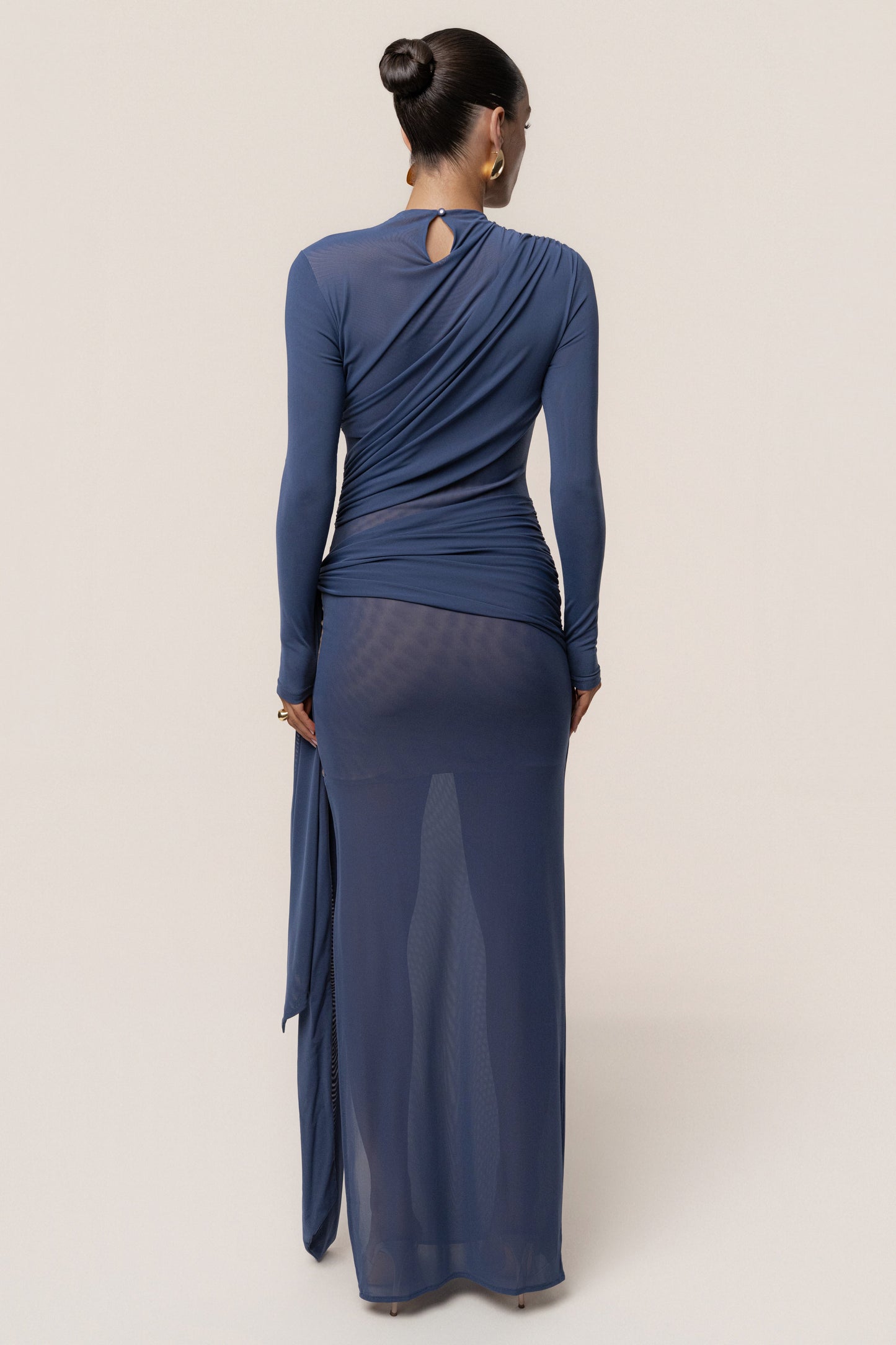 Navy Heatwave Mesh Maxi Dress JLUXLABEL