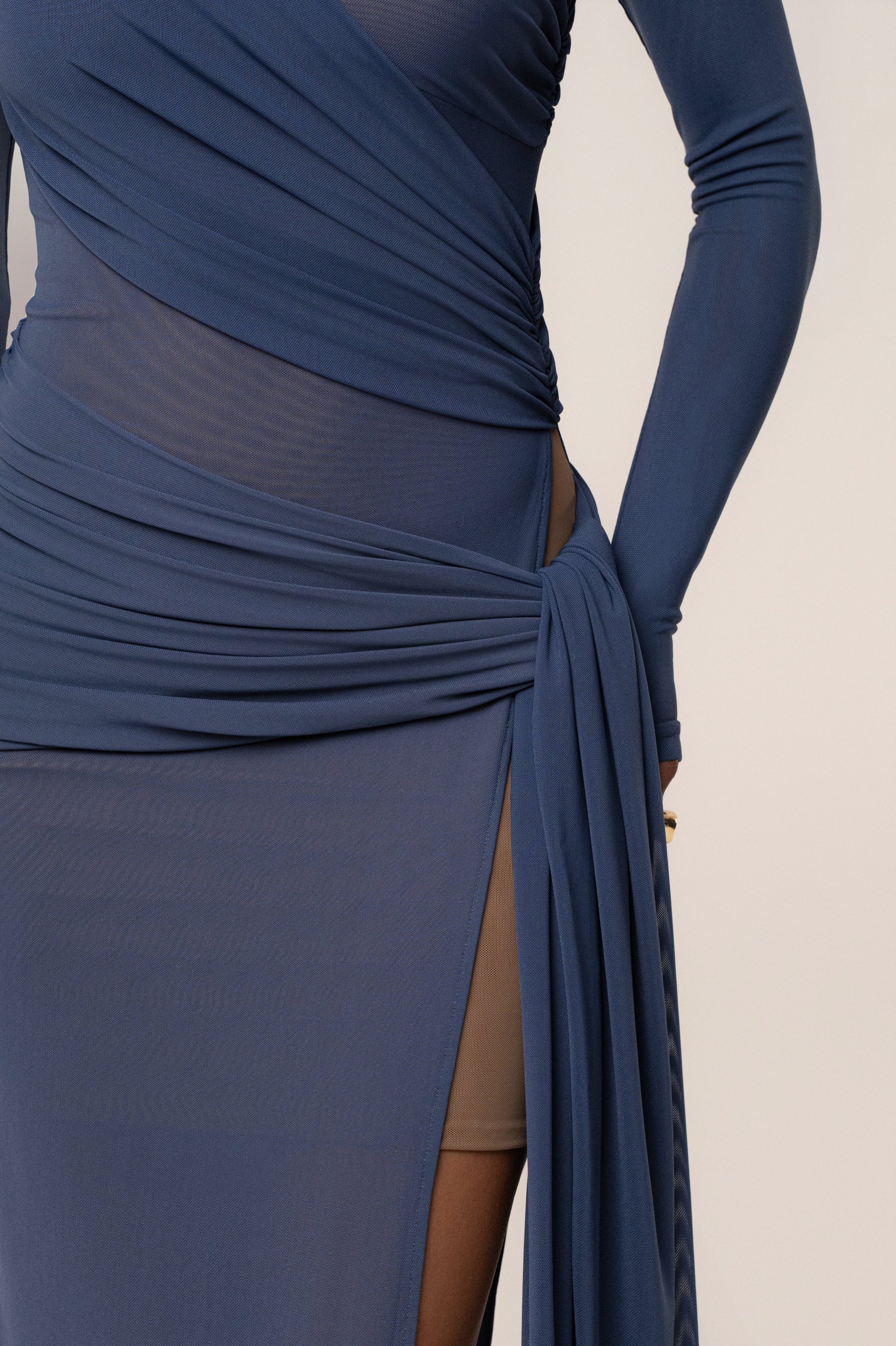 Navy Heatwave Mesh Maxi Dress JLUXLABEL