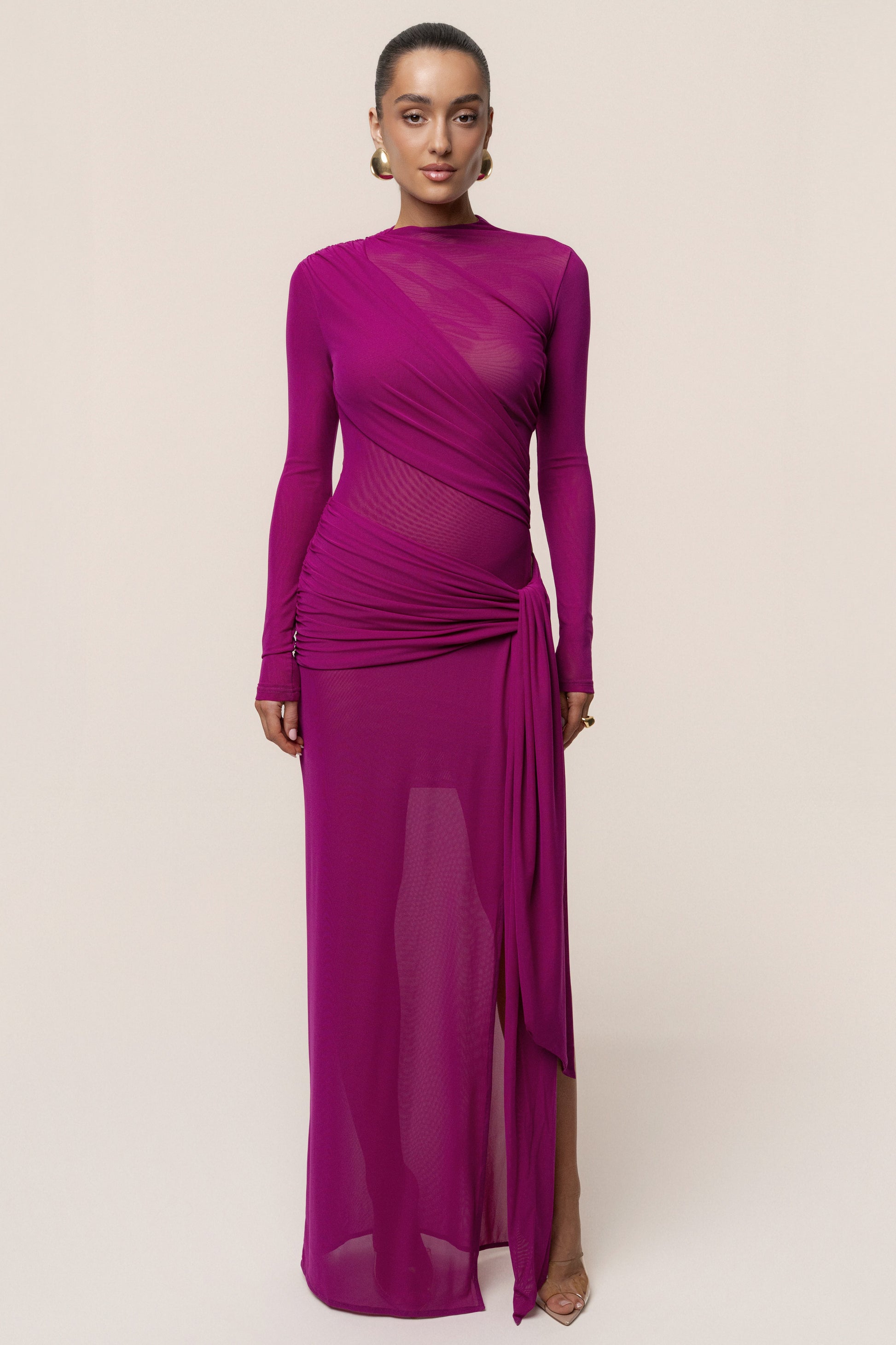 Purple Heatwave Mesh Maxi Dress JLUXLABEL
