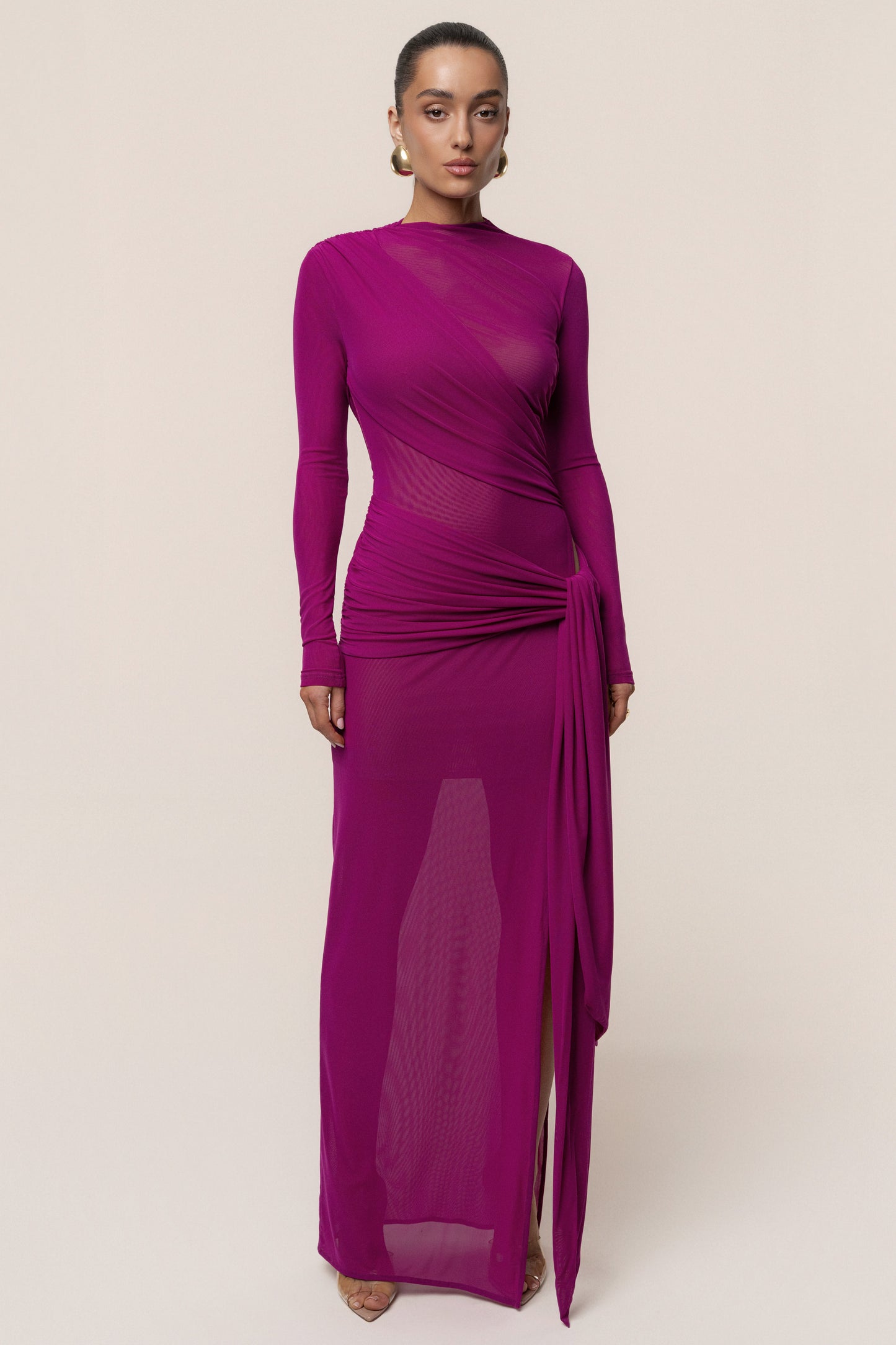 Purple Heatwave Mesh Maxi Dress JLUXLABEL