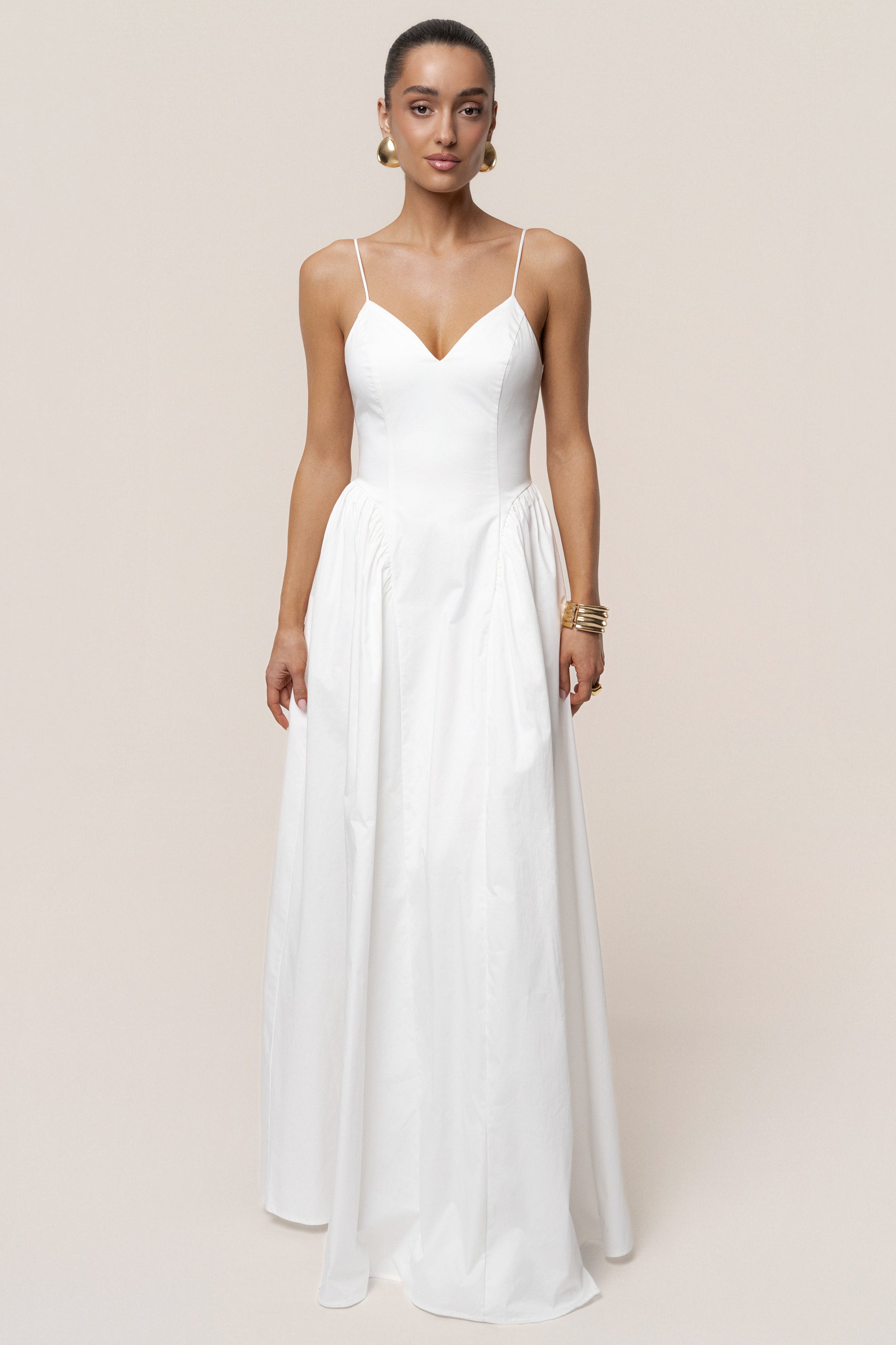 White Sculpted Grace Maxi Dress JLUXLABEL
