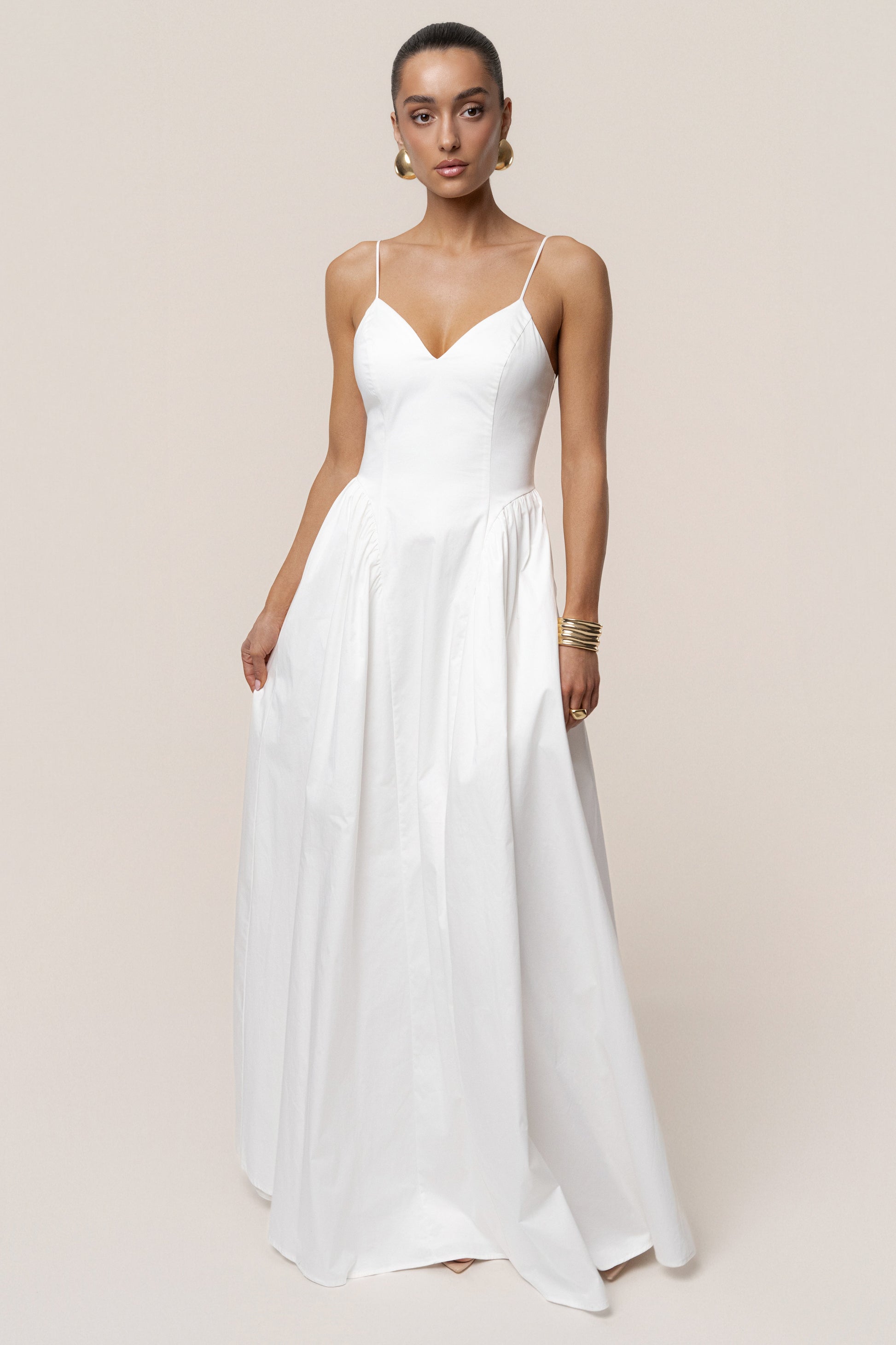 White Sculpted Grace Maxi Dress JLUXLABEL