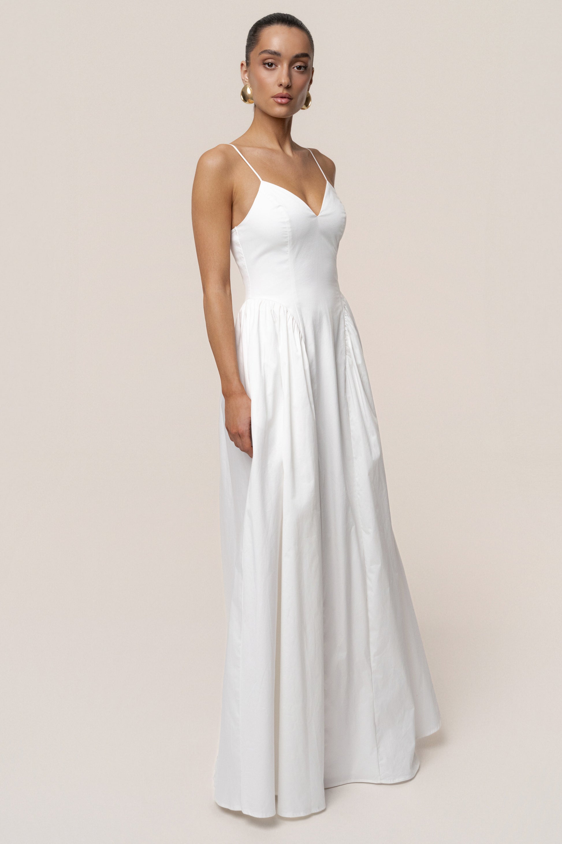 White Sculpted Grace Maxi Dress JLUXLABEL