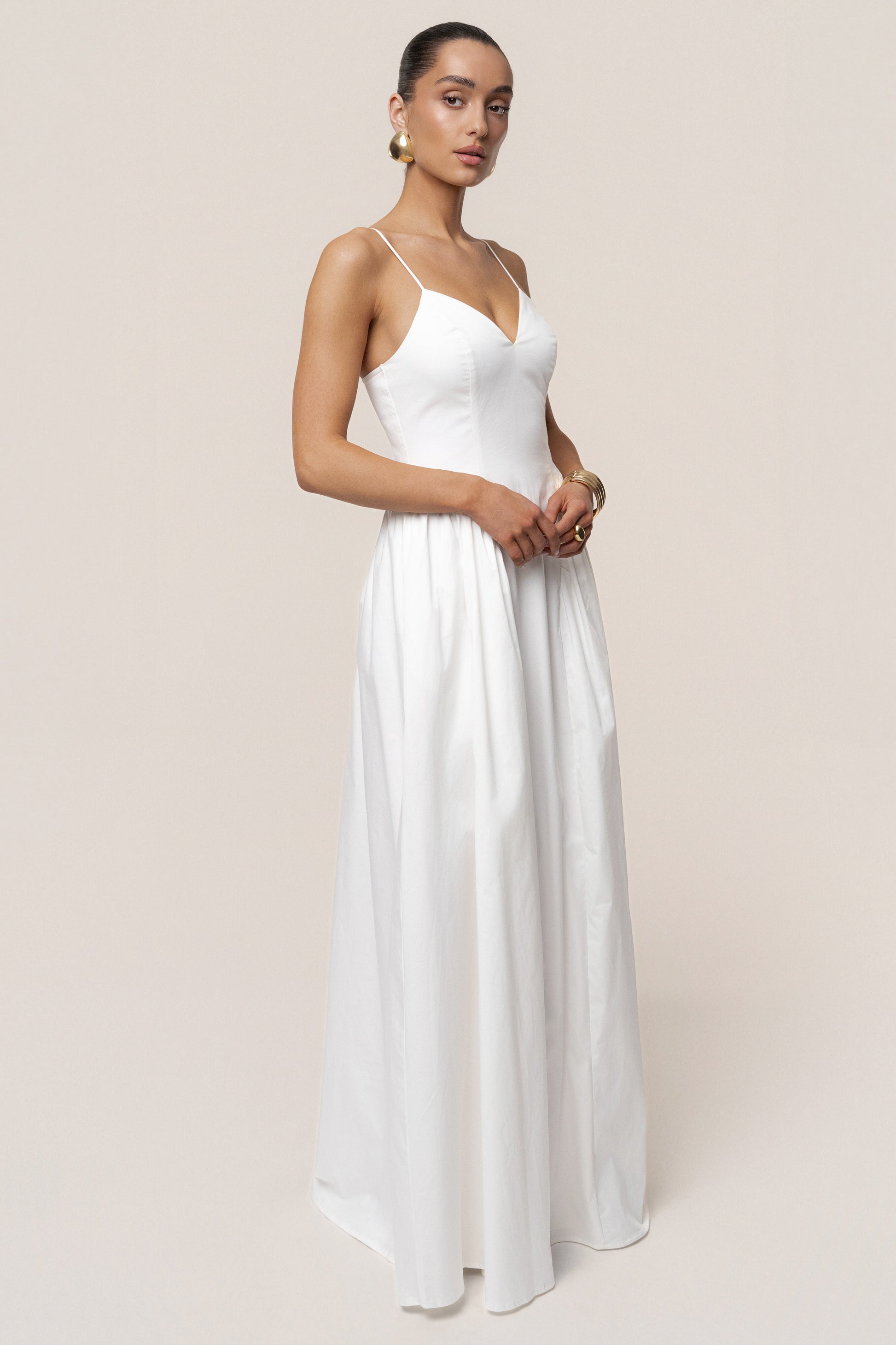 White Sculpted Grace Maxi Dress JLUXLABEL