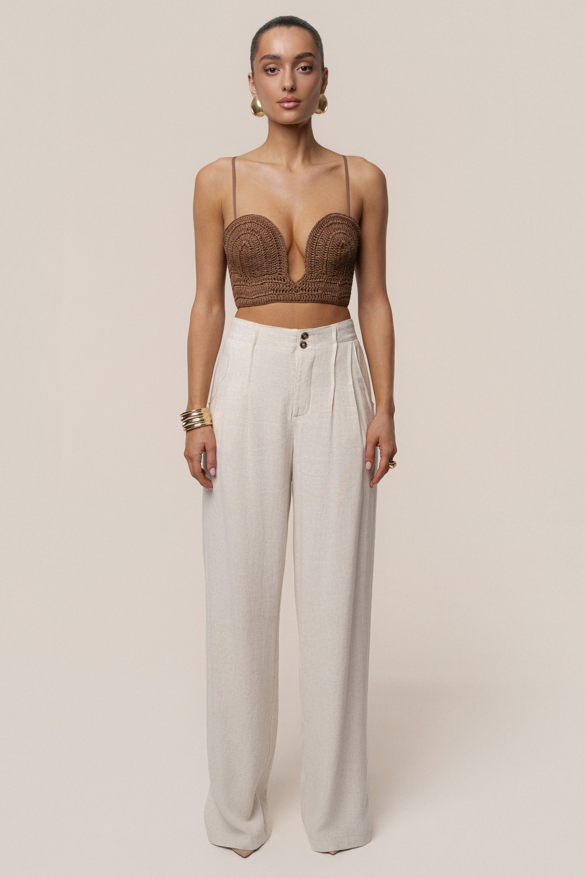 PRE-ORDER Brown Sail Away Texture Bustier JLUXLABEL