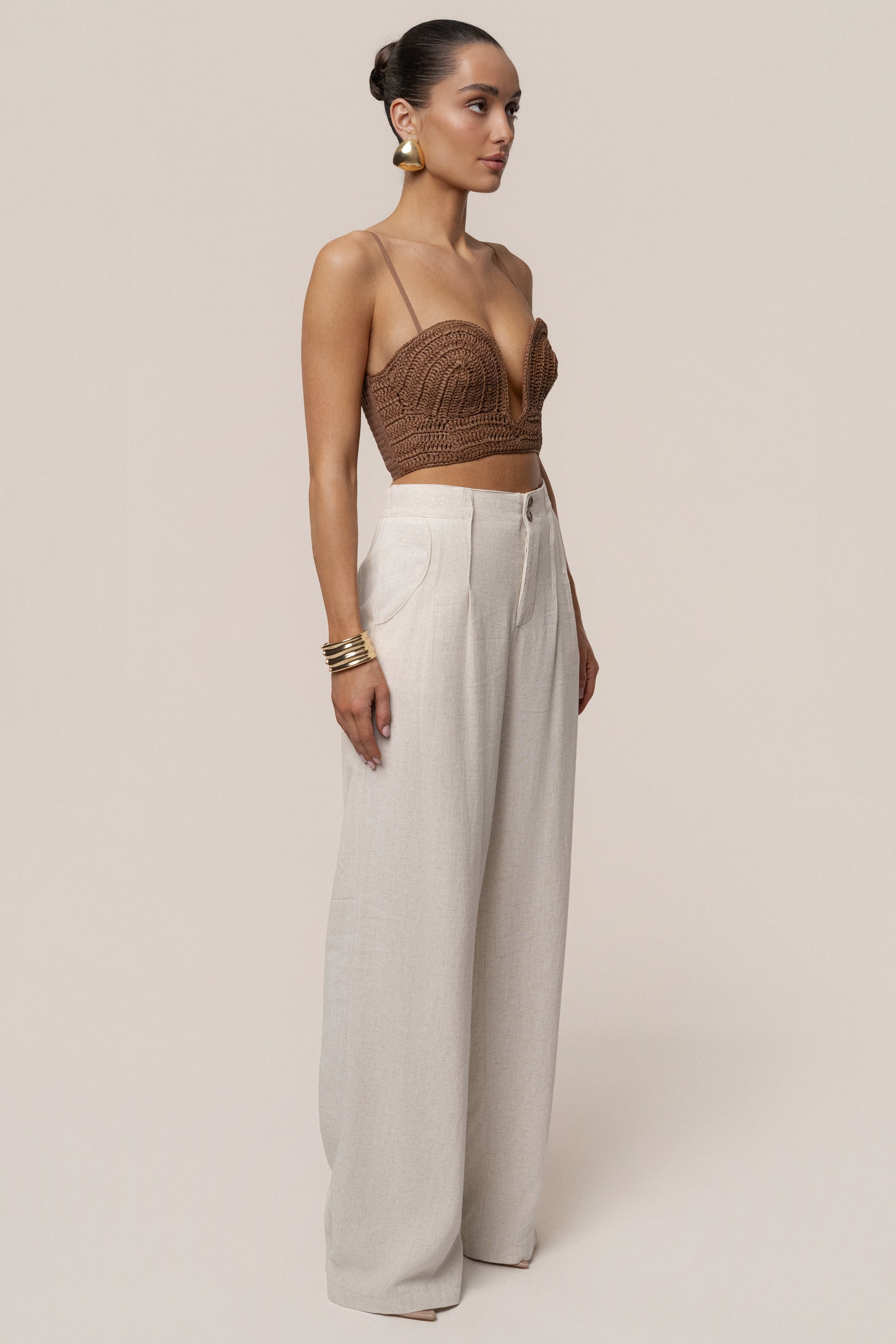 PRE-ORDER Brown Sail Away Texture Bustier JLUXLABEL