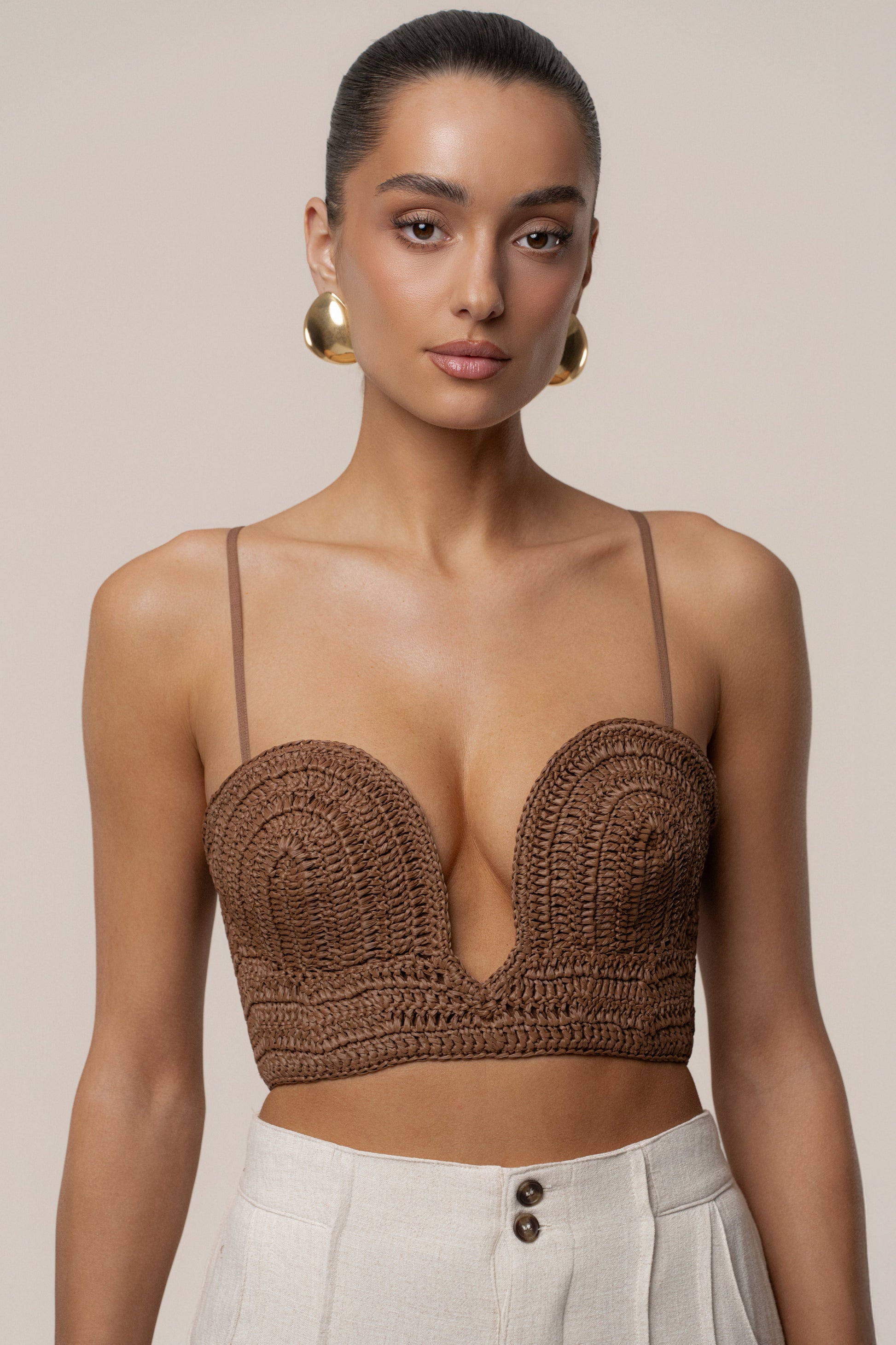 PRE-ORDER Brown Sail Away Texture Bustier JLUXLABEL
