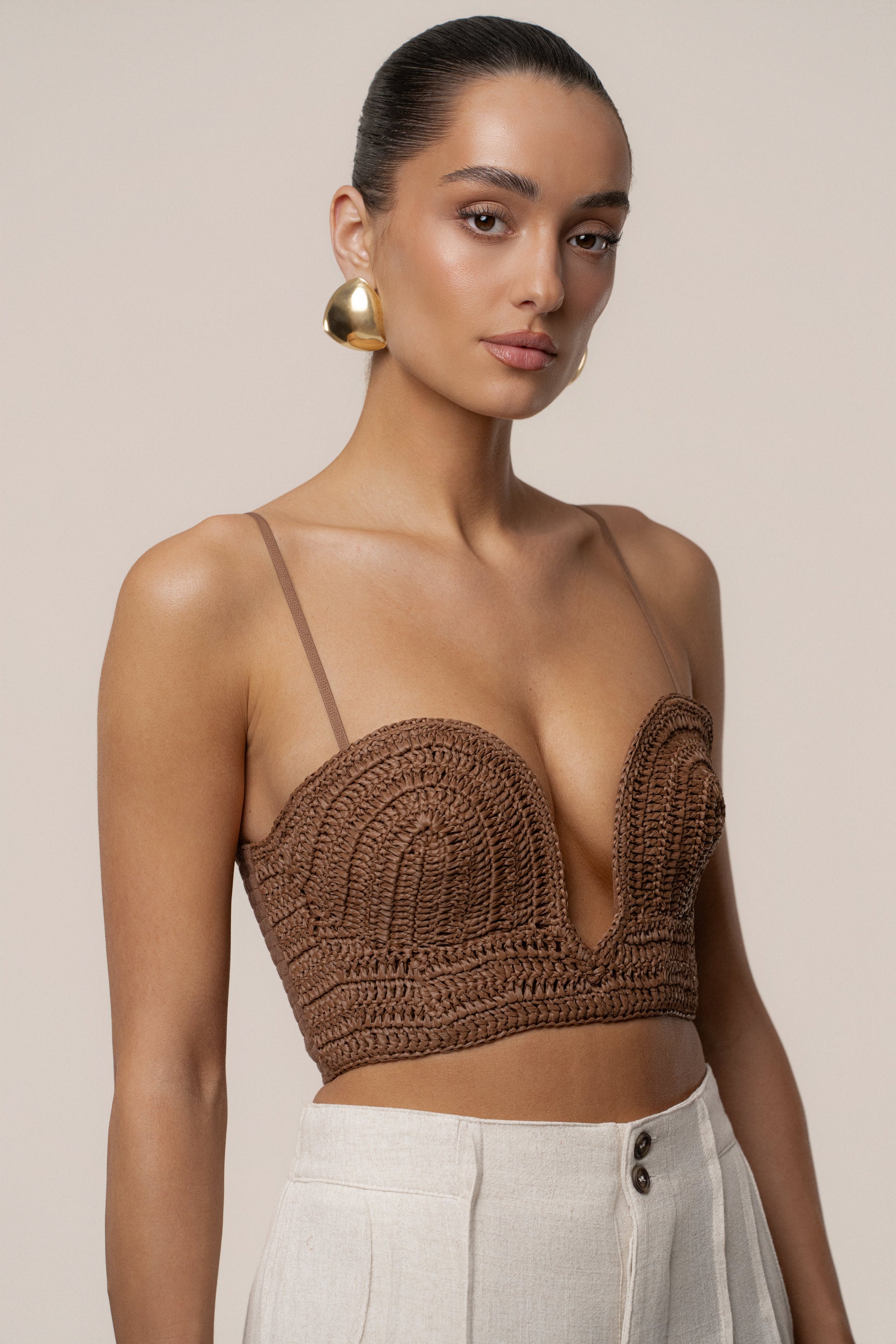 PRE-ORDER Brown Sail Away Texture Bustier JLUXLABEL