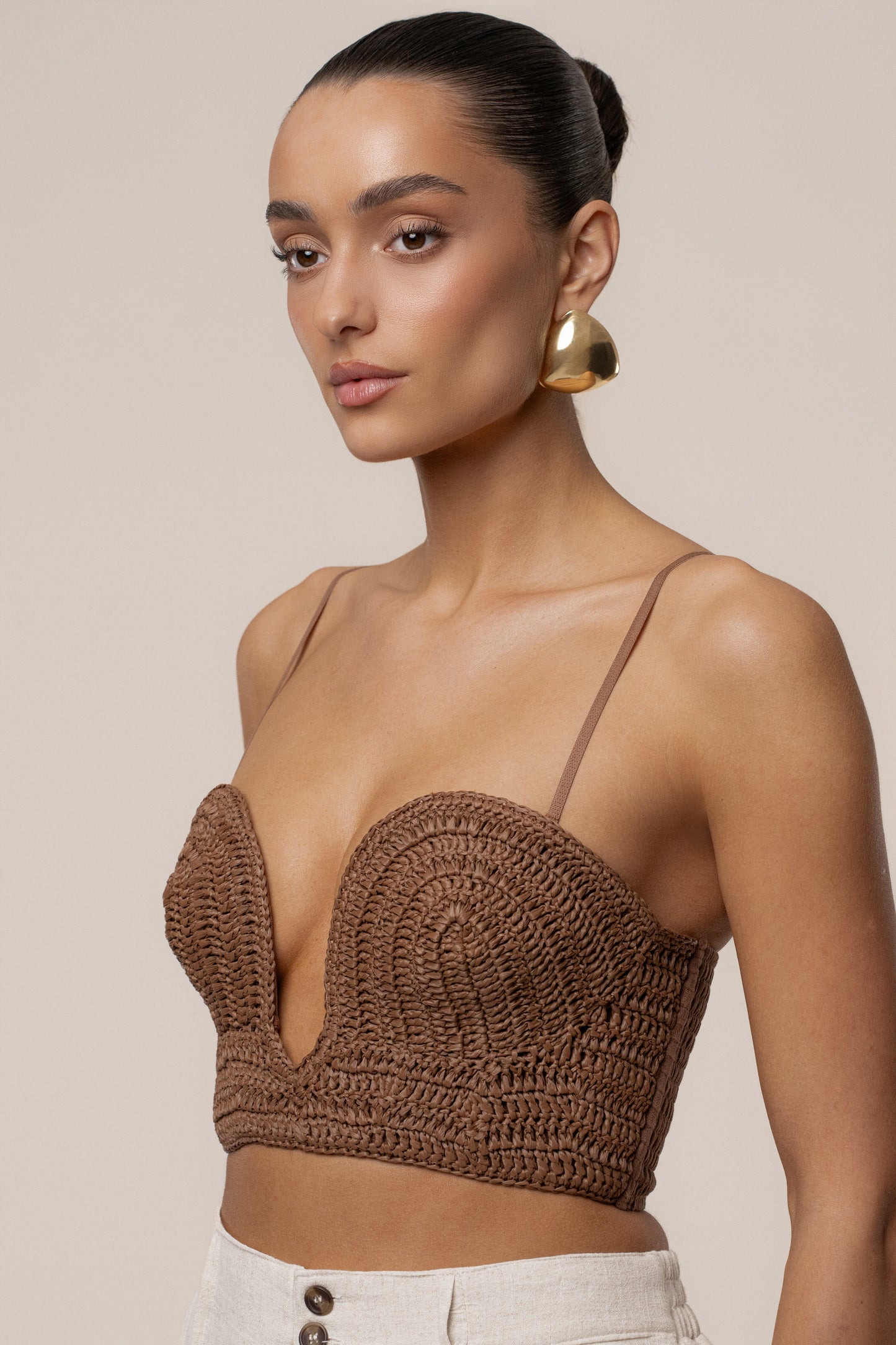 PRE-ORDER Brown Sail Away Texture Bustier JLUXLABEL