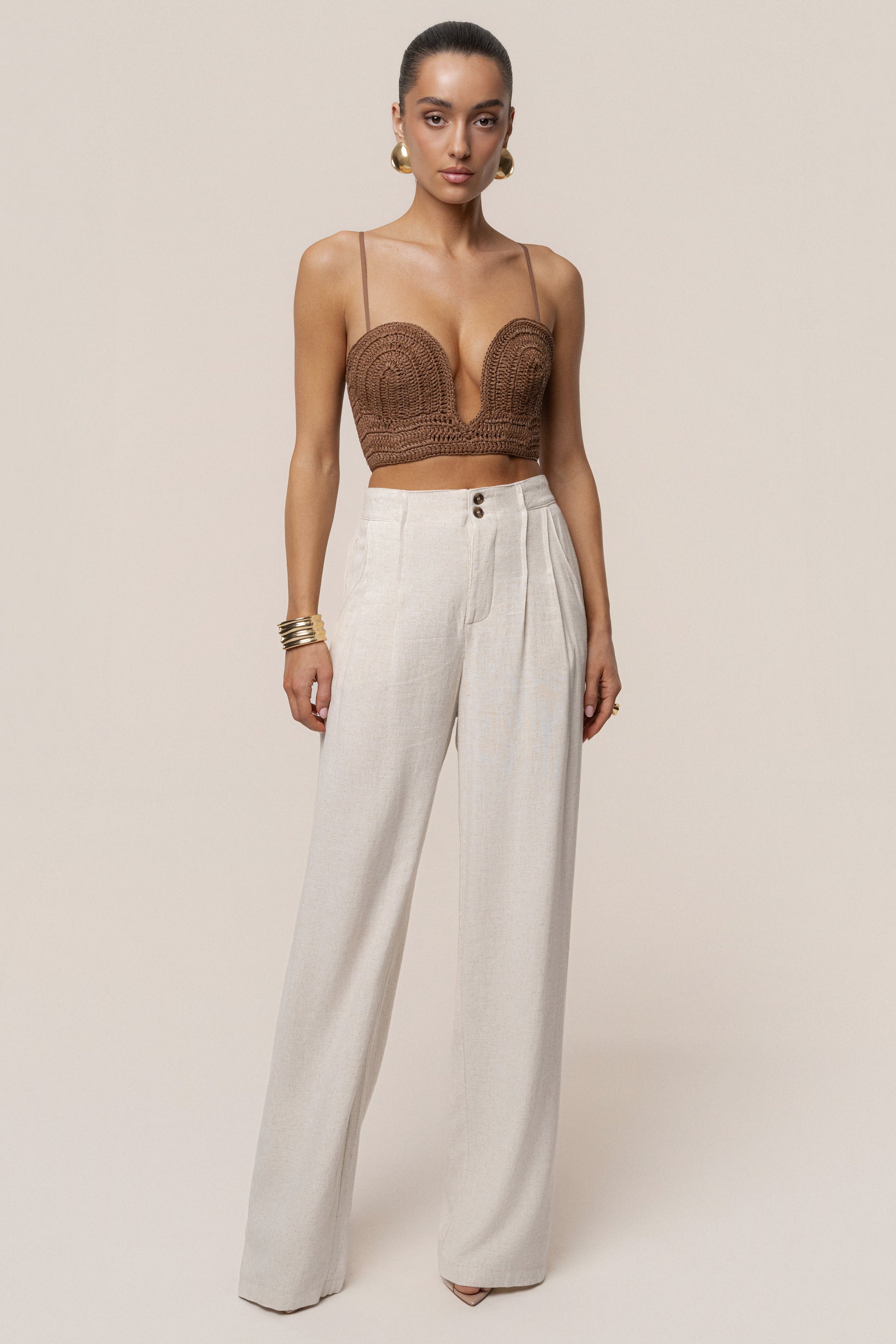 PRE-ORDER Brown Sail Away Texture Bustier JLUXLABEL